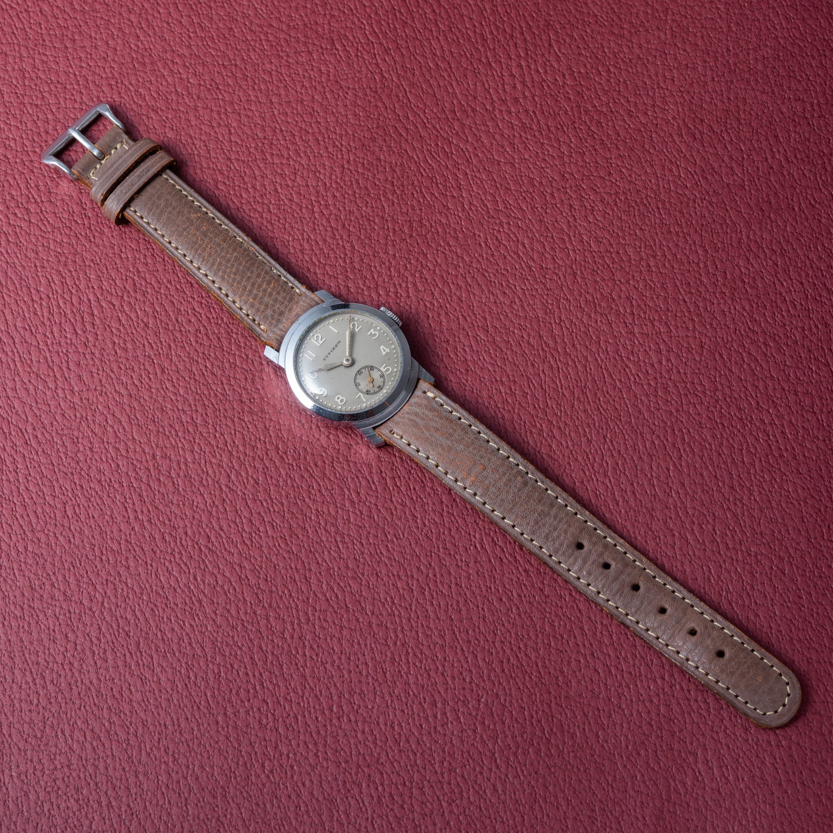 シチズン ラウンドケース 手巻き スモールセコンド グレーダイヤル 1930年代