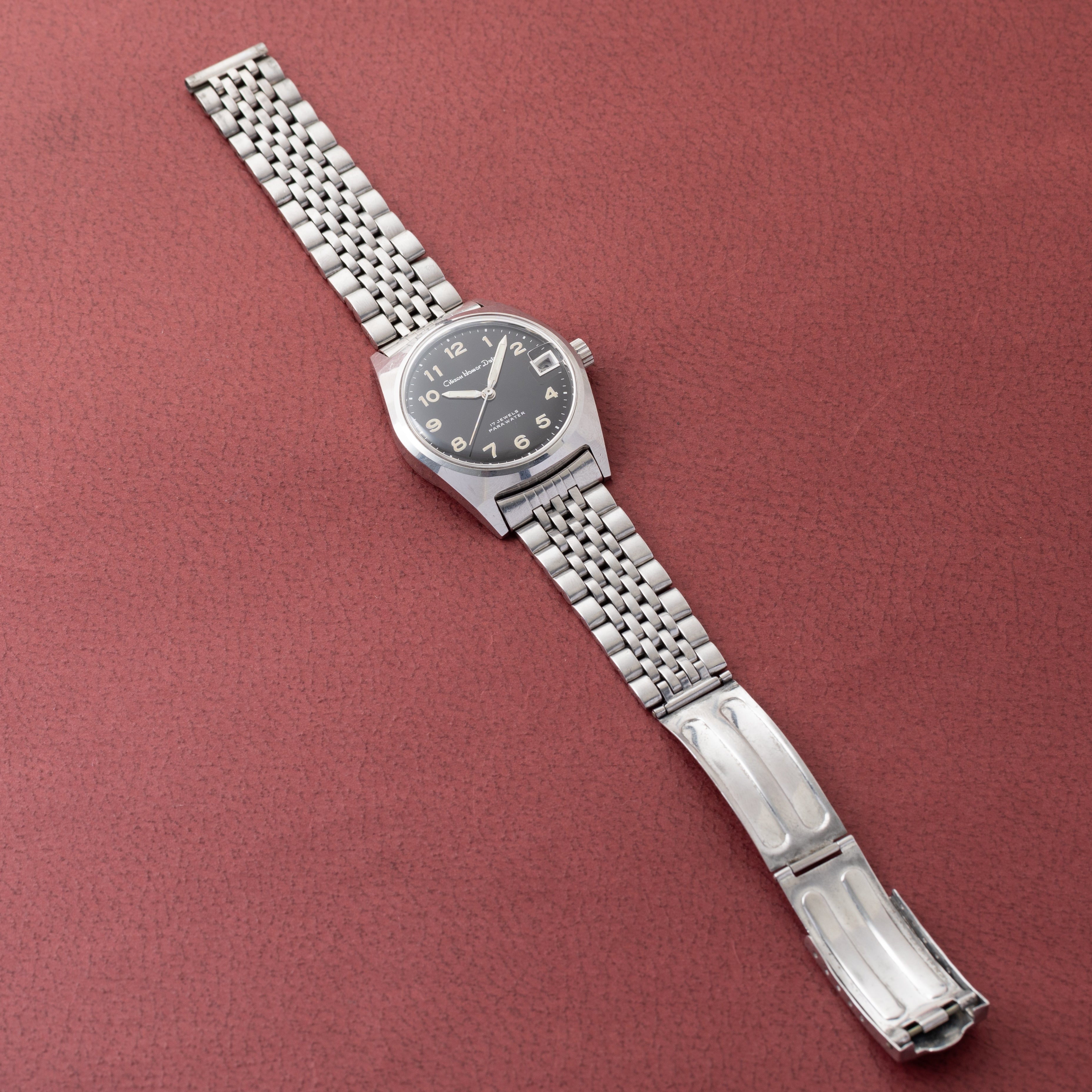 シチズン ホーマー デイト ブラックアラビアダイヤル 1967年製 手巻き 純正ブレス