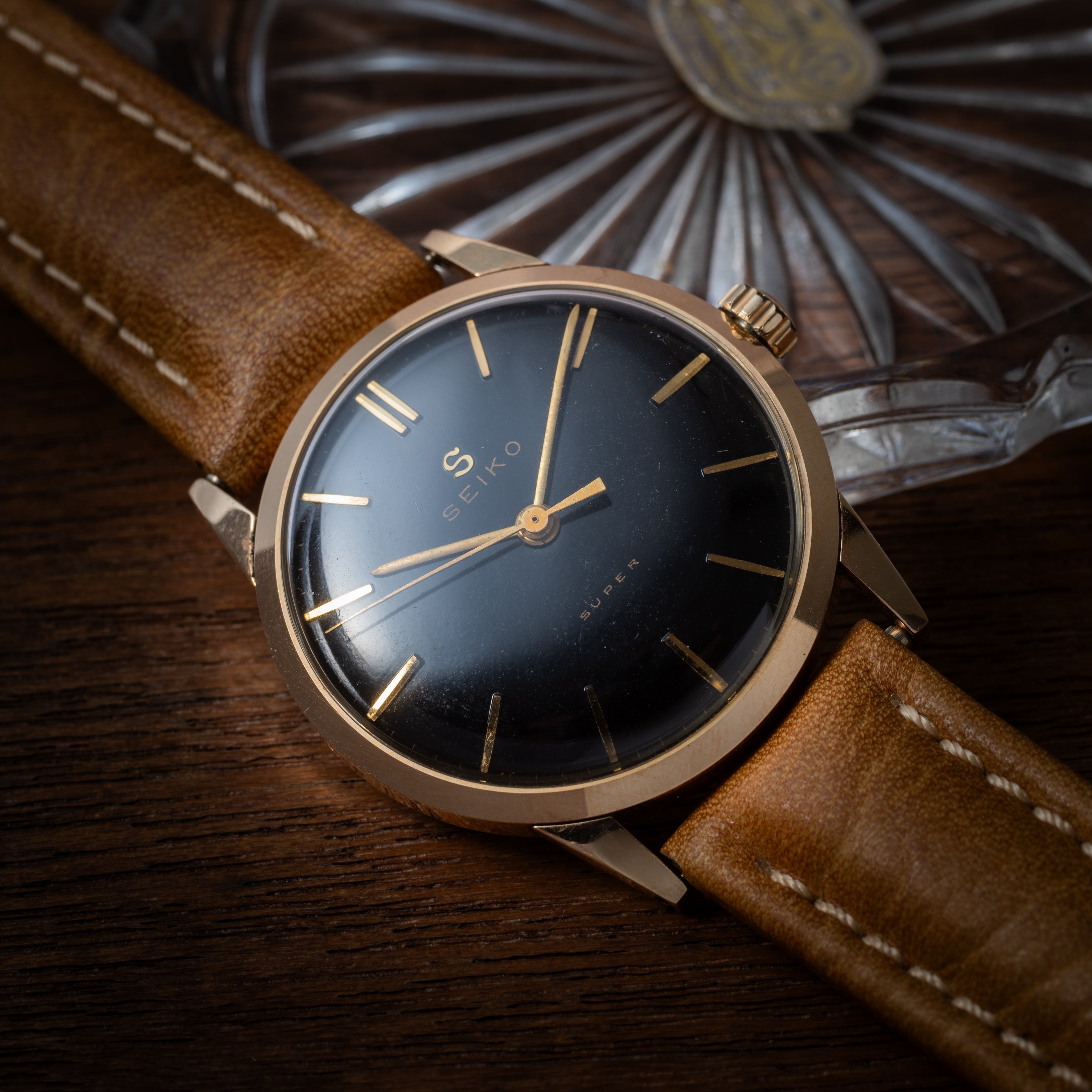 セイコー スーパー 1960年製(昭和35年製) オリジナルブラックダイヤル 手巻き 14KGF