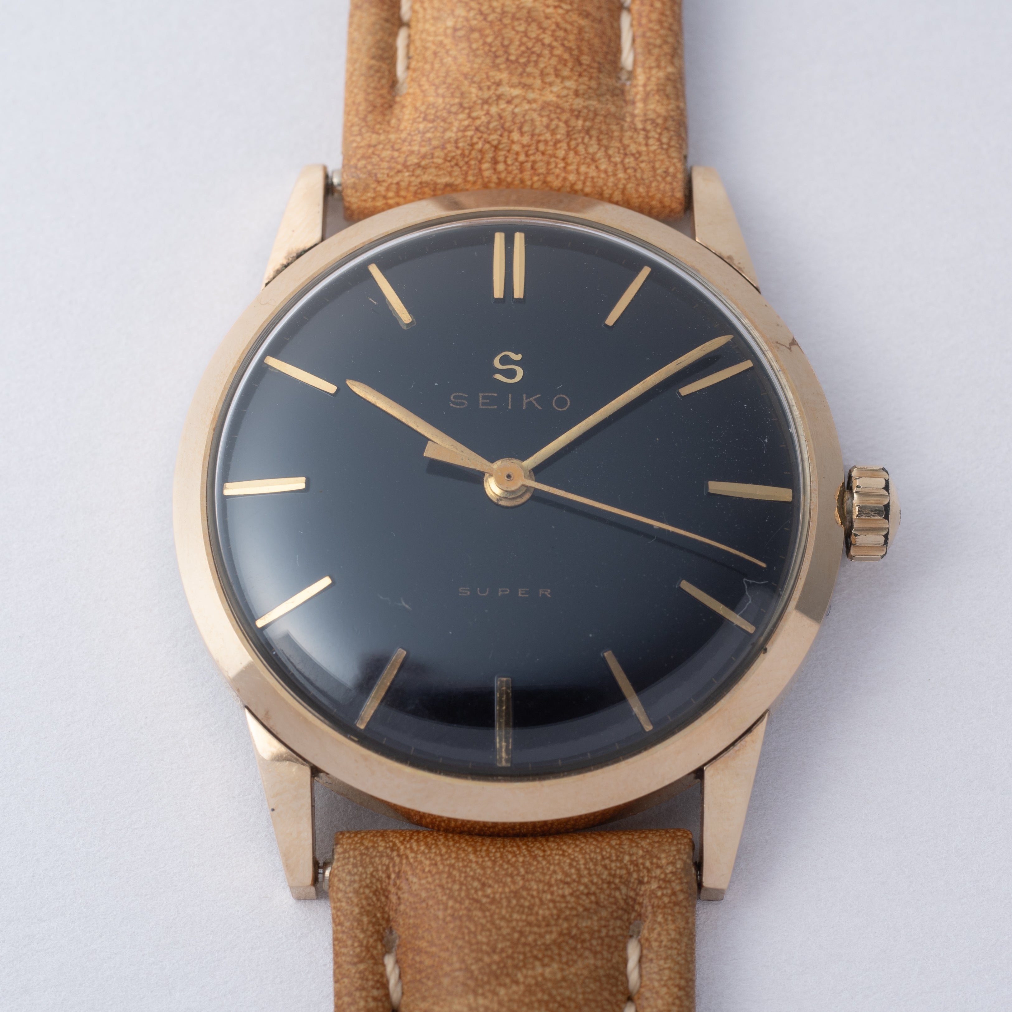 セイコー スーパー 1960年製(昭和35年製) オリジナルブラックダイヤル 手巻き 14KGF