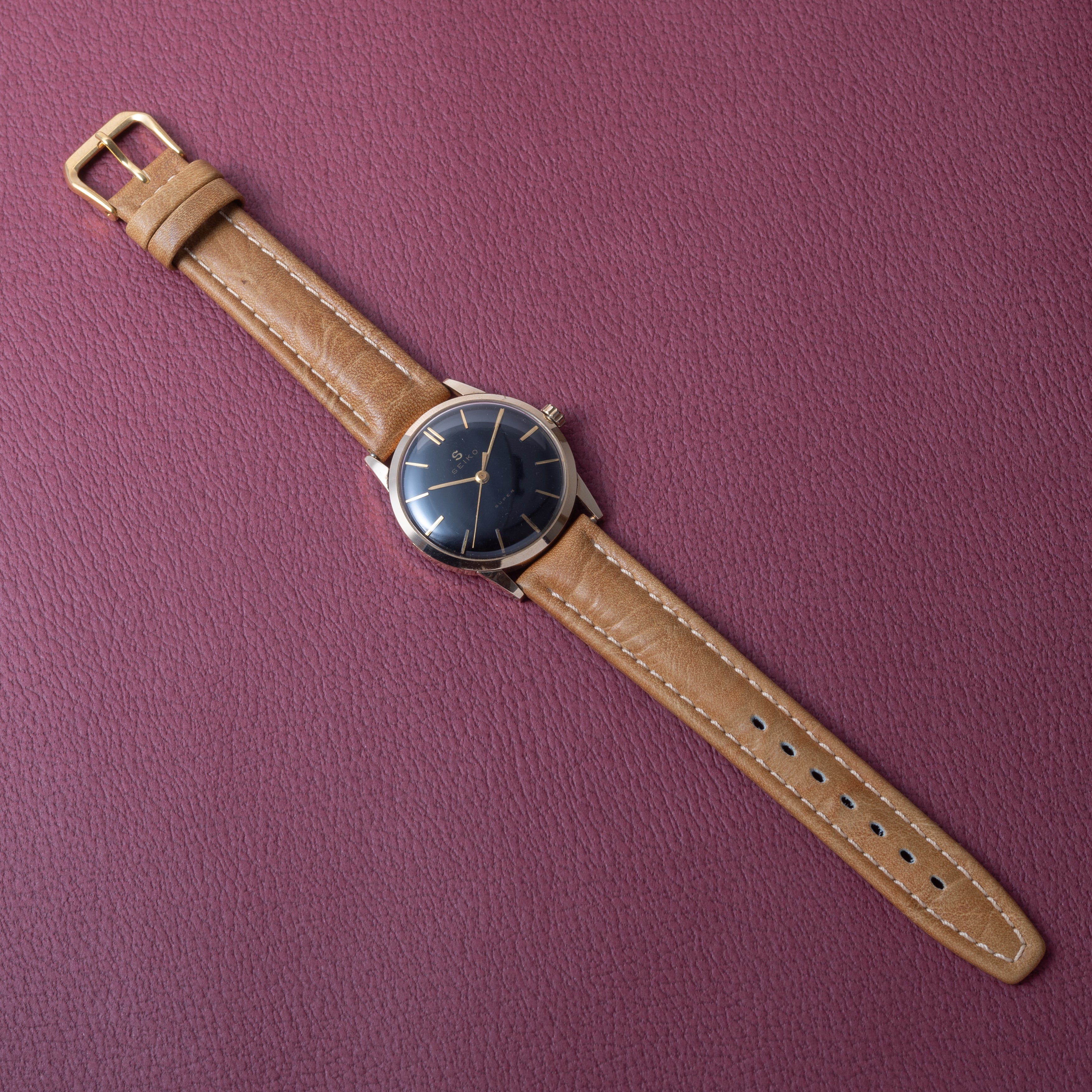 セイコー スーパー 1960年製(昭和35年製) オリジナルブラックダイヤル 手巻き 14KGF