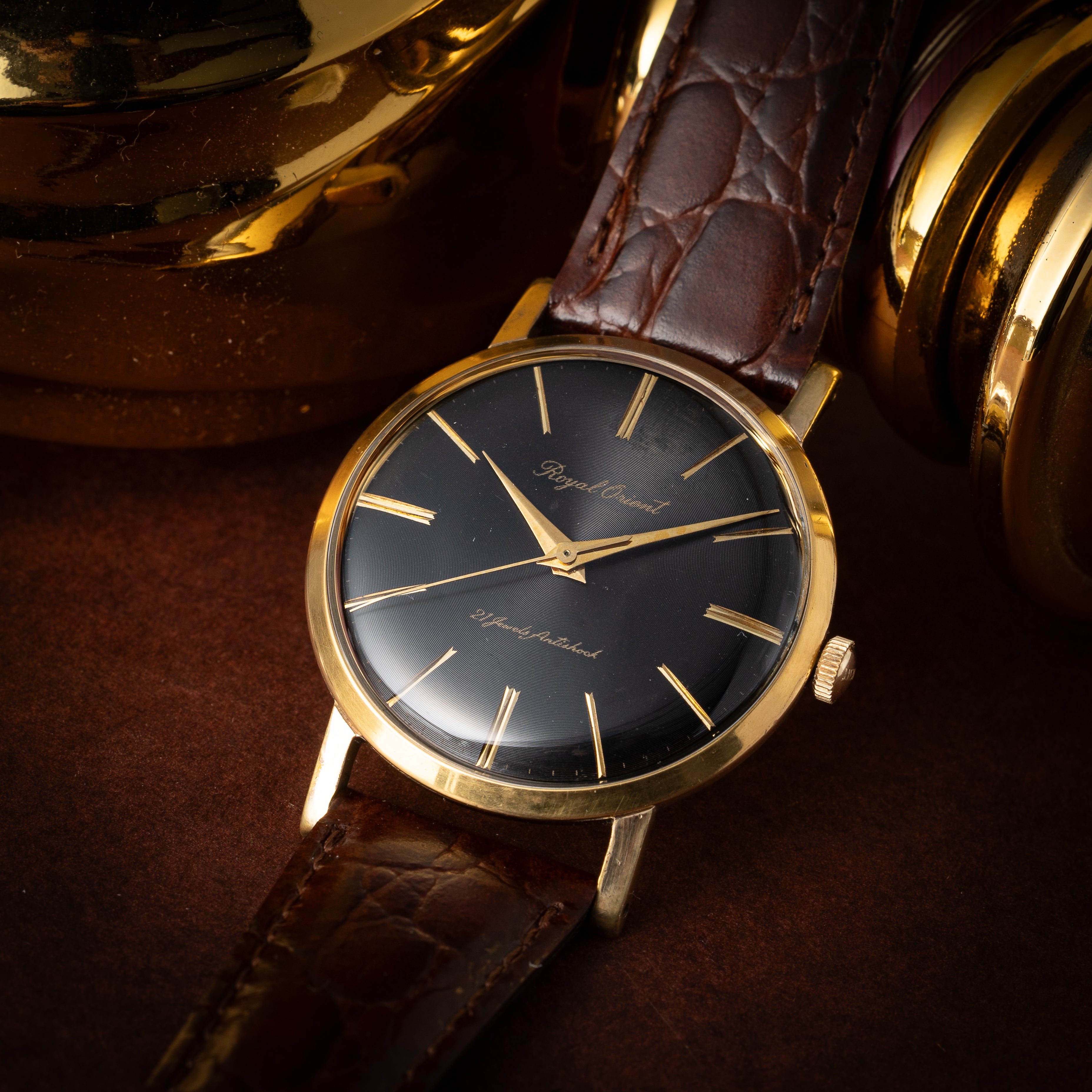 ロイヤル オリエント レコードダイヤル 手巻き 金張り 1960年代