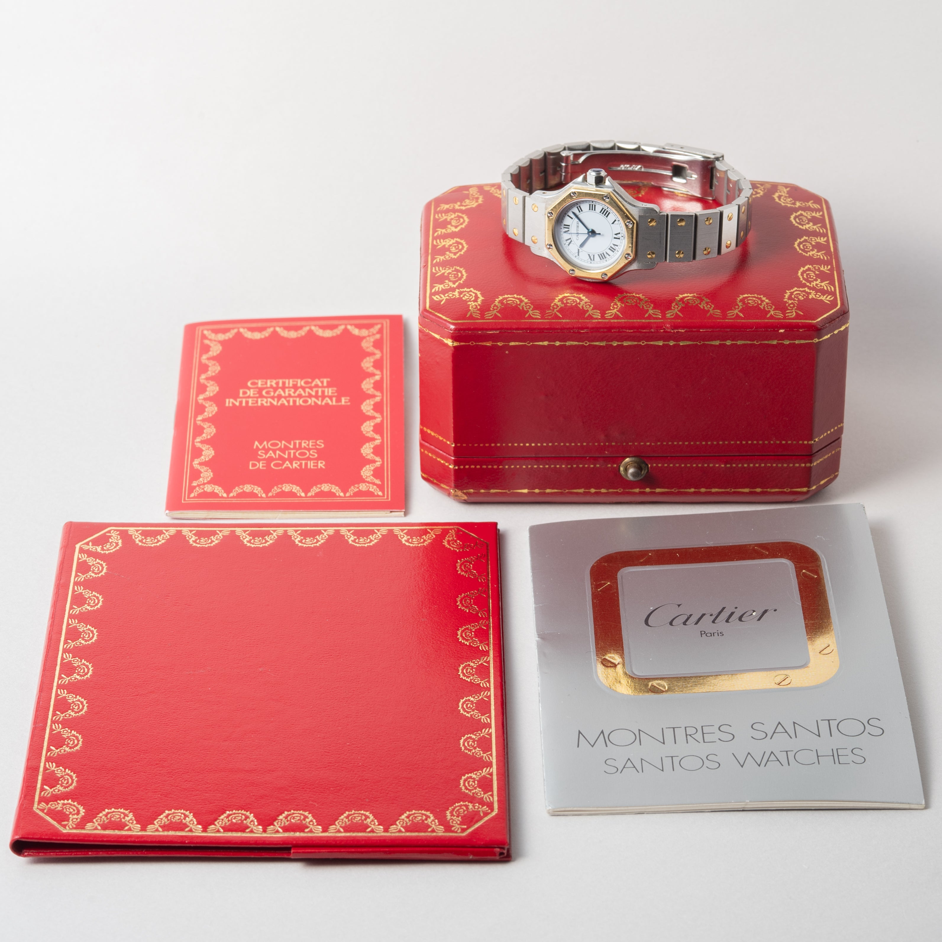 カルティエ サントス オクタゴン SMサイズ コンビ 1980年代 箱、ギャラ付き