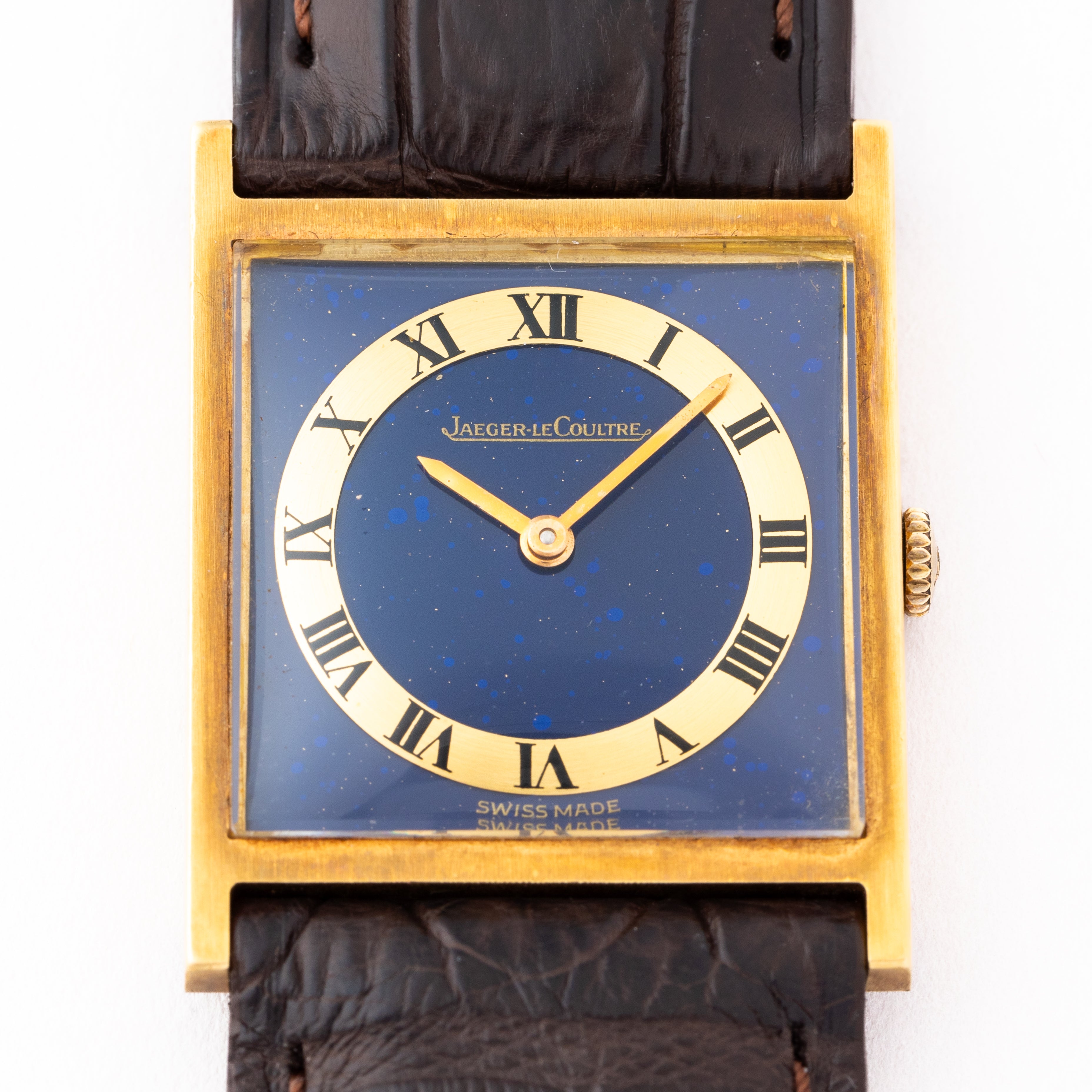 ジャガールクルト 18金無垢 スクエアケース ブルーダイヤル 1970年代