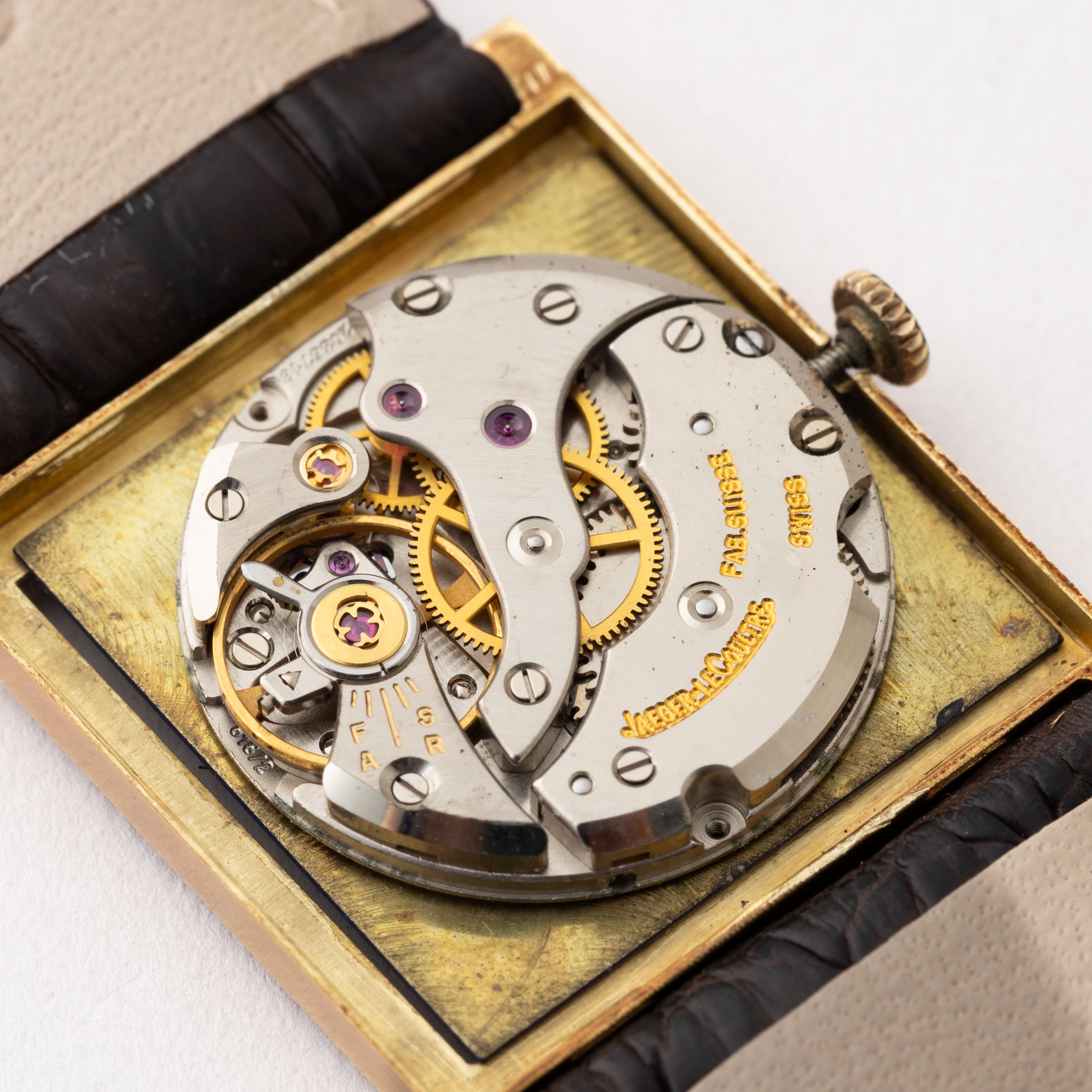 ジャガールクルト 18金無垢 スクエアケース ブルーダイヤル 1970年代