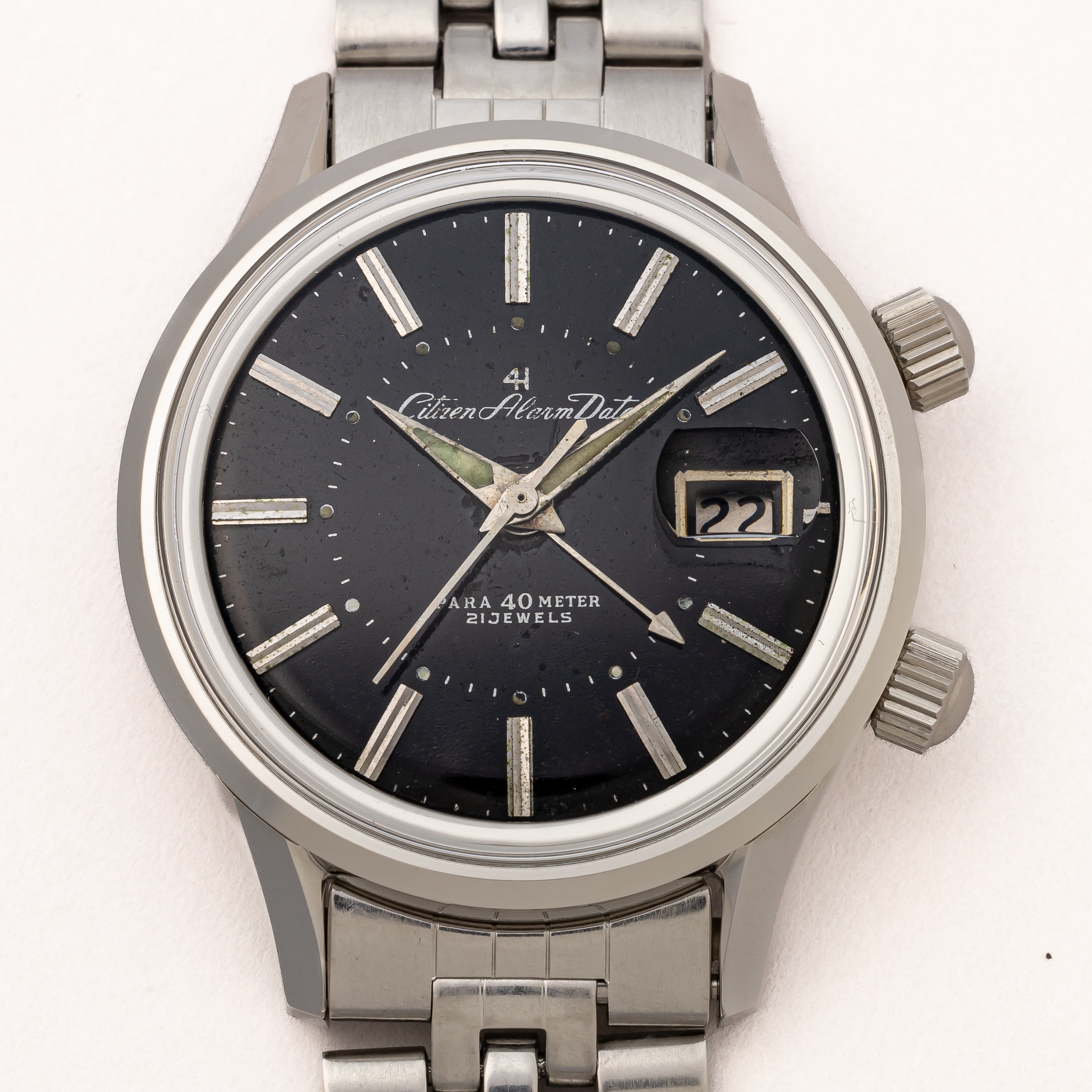 シチズン 4Hアラーム オリジナルブラックダイヤル 1967年製 純正ブレス付き 手巻き