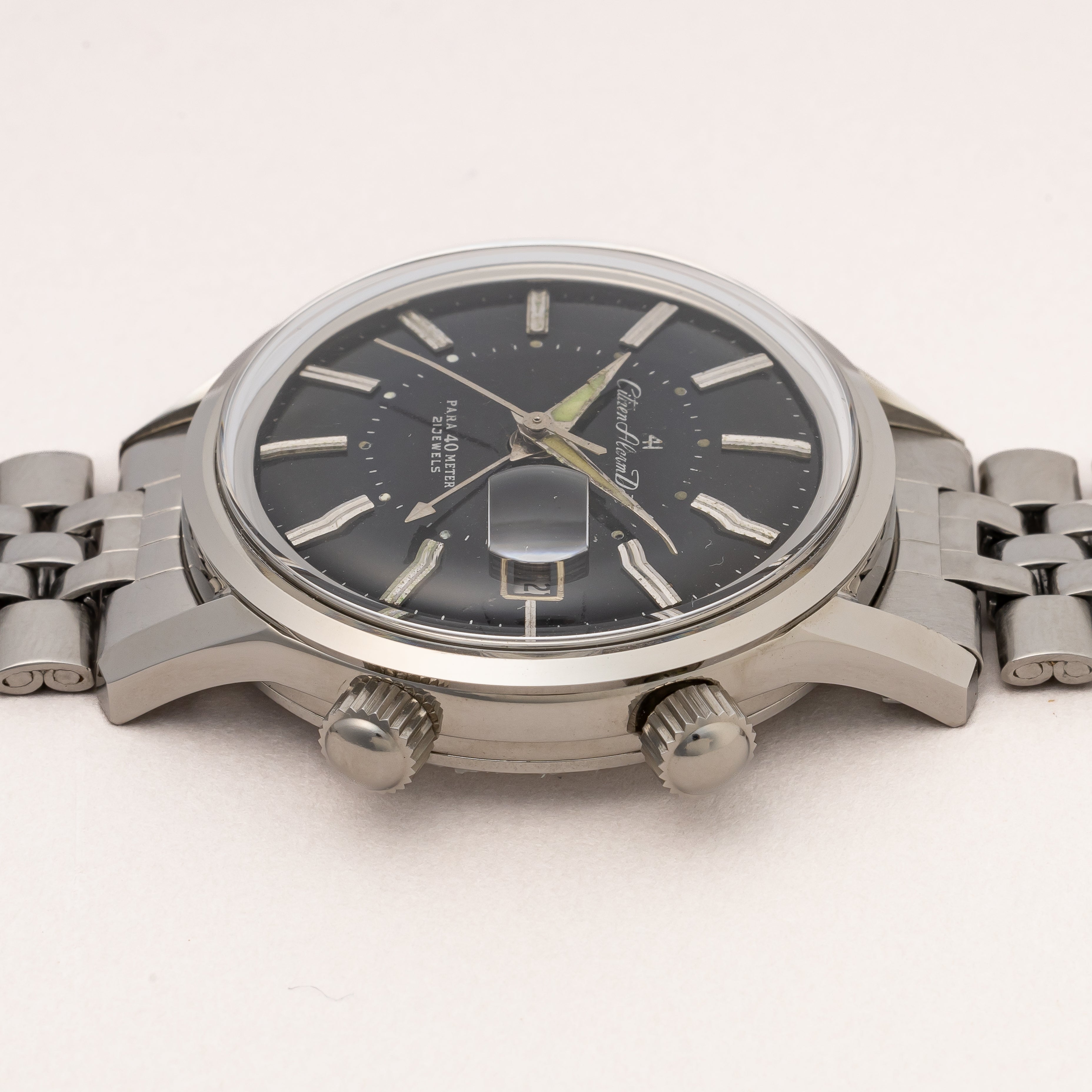 シチズン 4Hアラーム オリジナルブラックダイヤル 1967年製 純正ブレス付き 手巻き