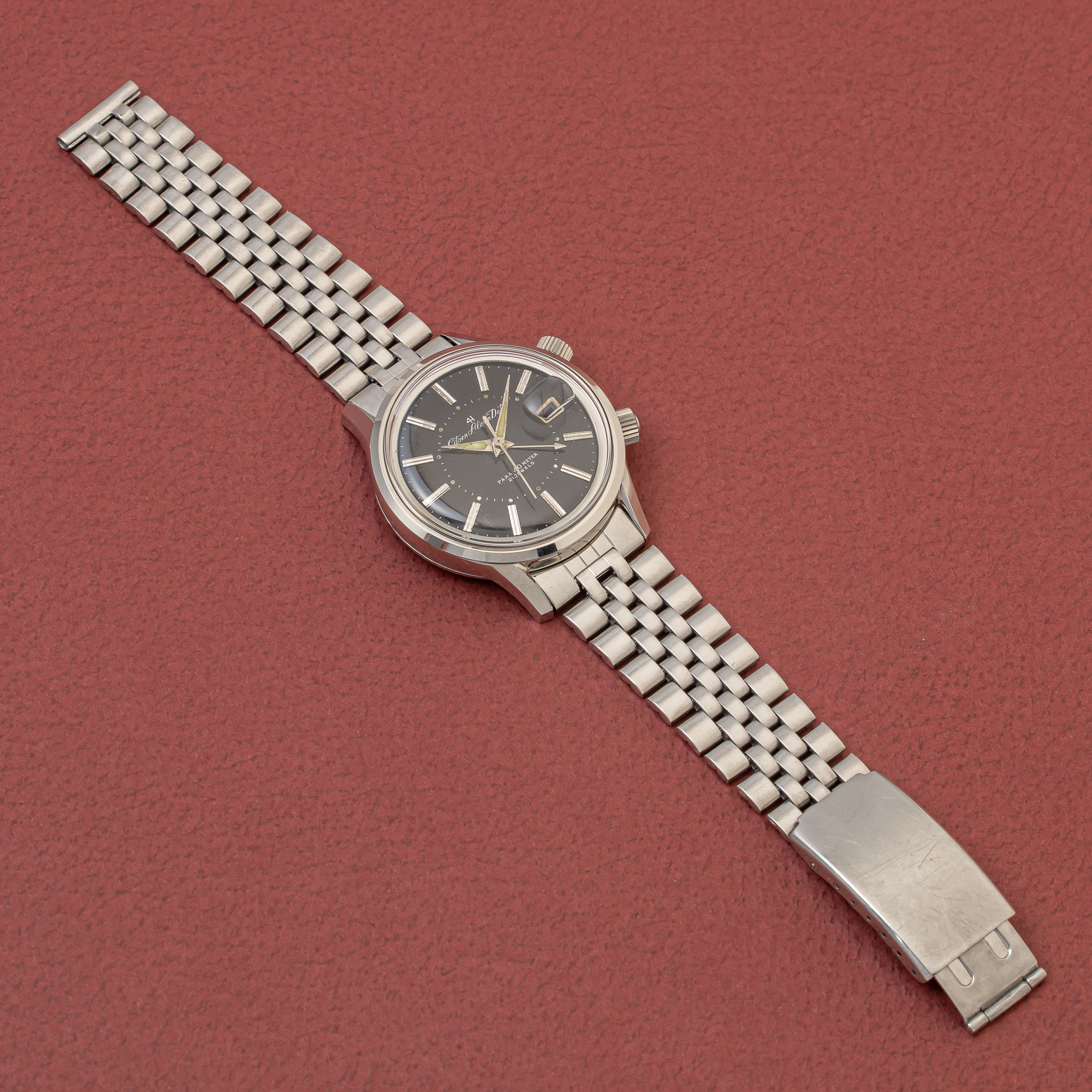 シチズン 4Hアラーム オリジナルブラックダイヤル 1967年製 純正ブレス付き 手巻き