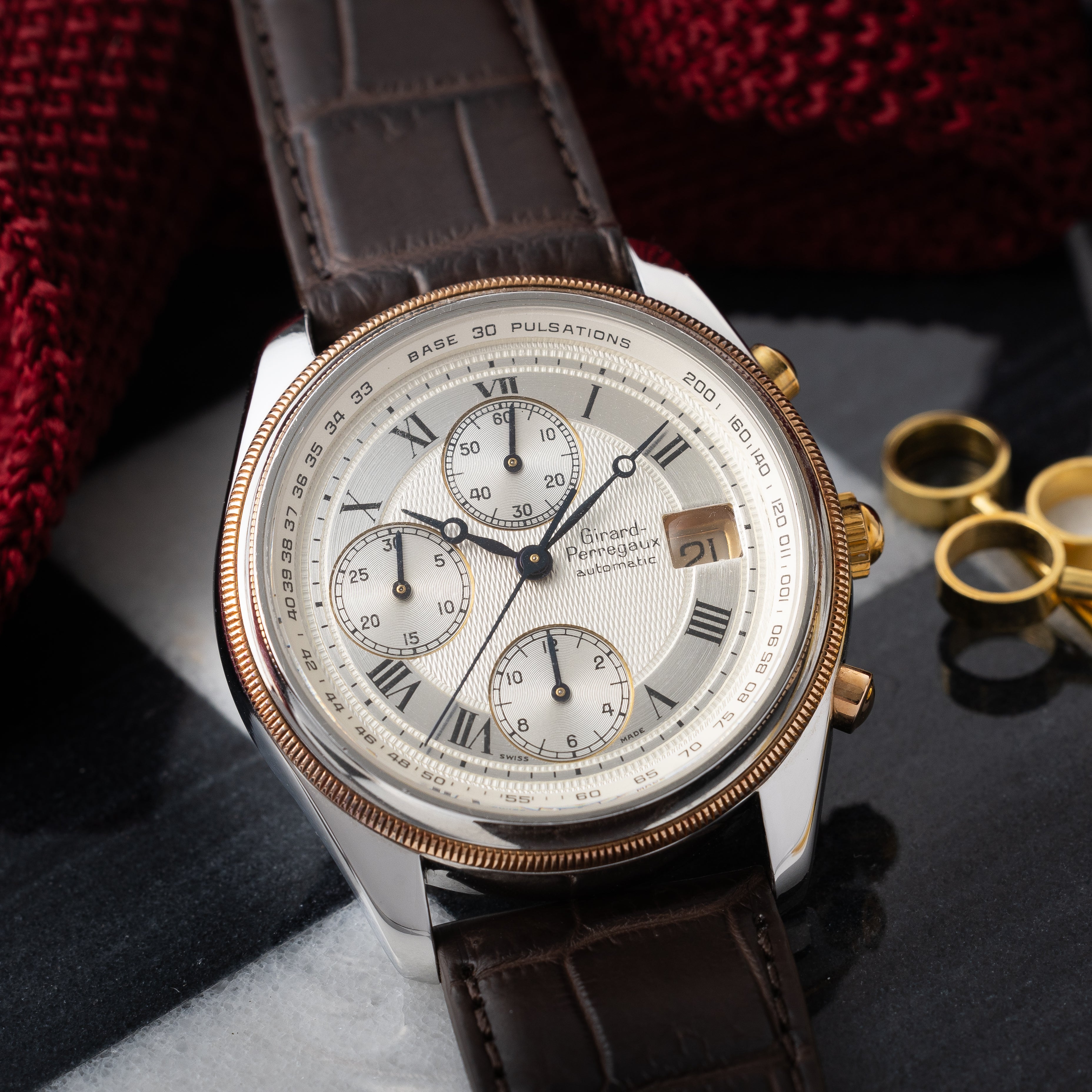 ジラールペルゴ クロノグラフ 1990年代 Ref.4900 自動巻きクロノグラフ パルスメーター