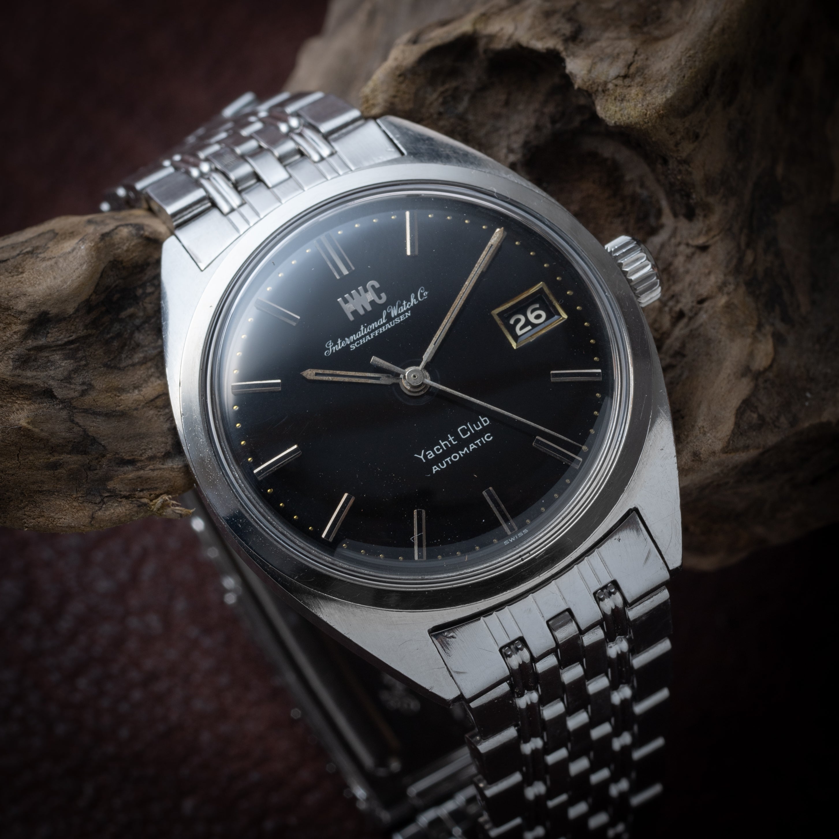 IWC ヨットクラブ 1966年製 ブラックダイヤル 純正ゲイフレアーブレス Cal.8541