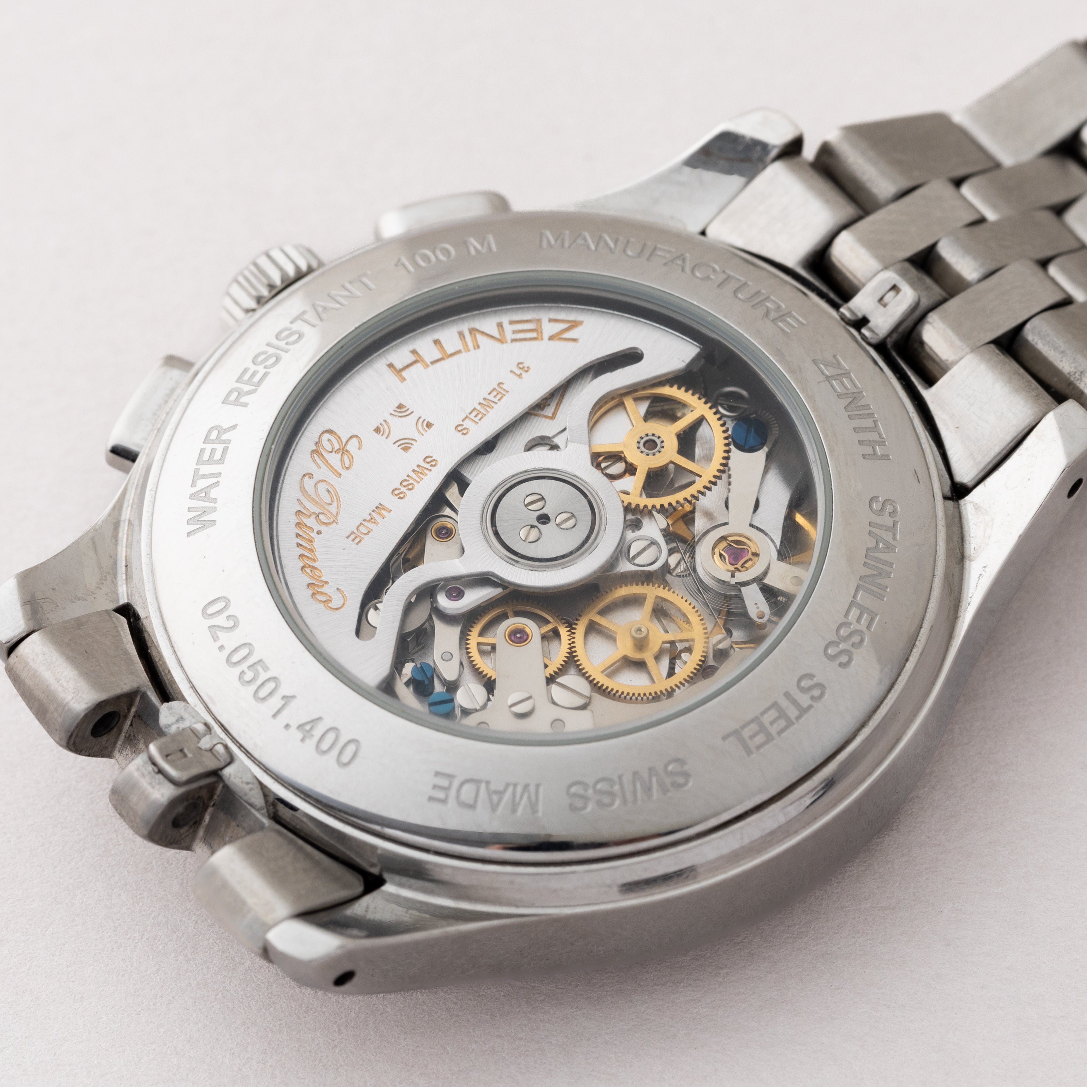 ゼニス エルプリメロ クロノメーター 2002年製 Ref.02.0501.400/24 Cal.400 裏スケルトン 箱、ギャラ付き
