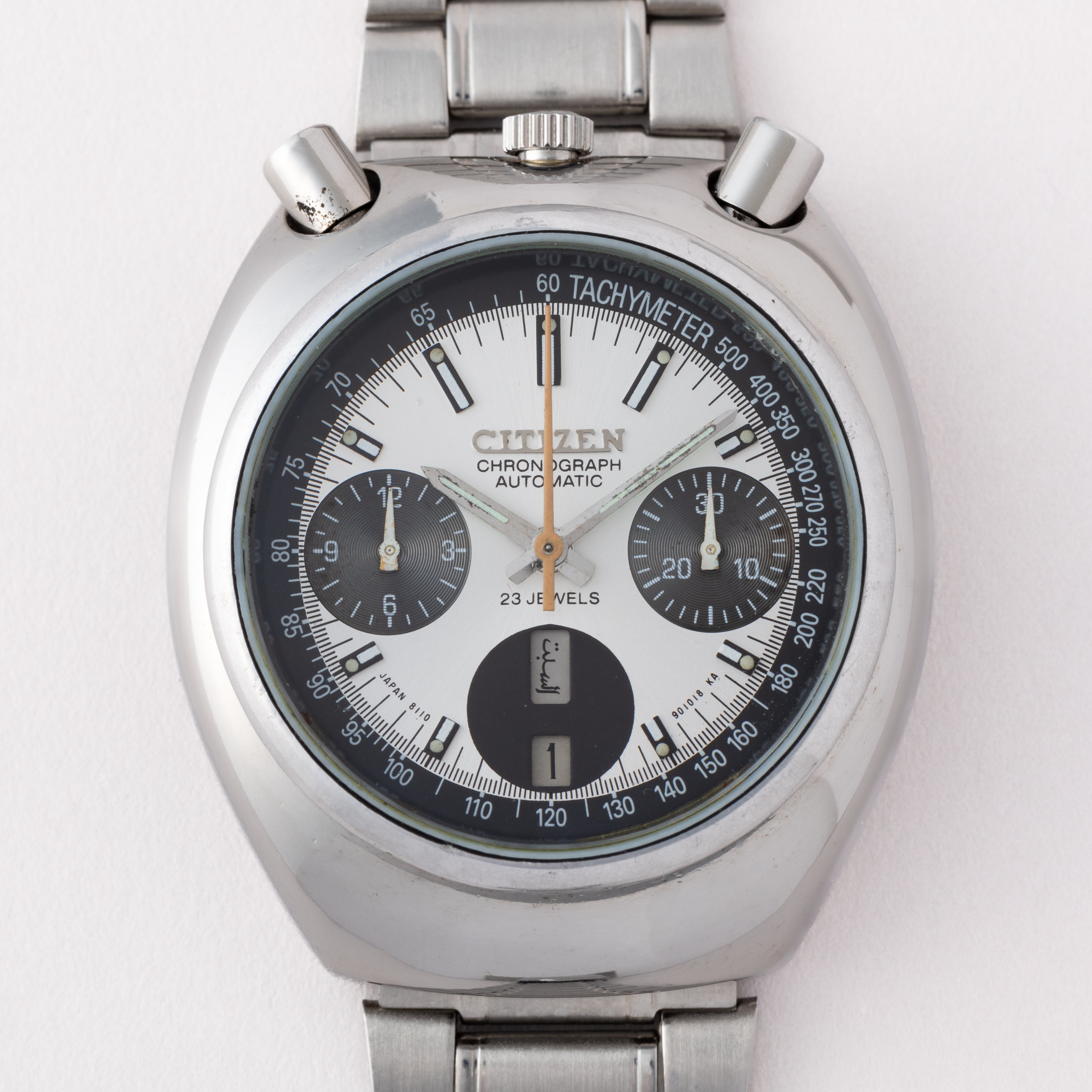 シチズン ツノクロノ チャレンジタイマー 1971年製 自動巻きクロノグラフ 純正ブレス