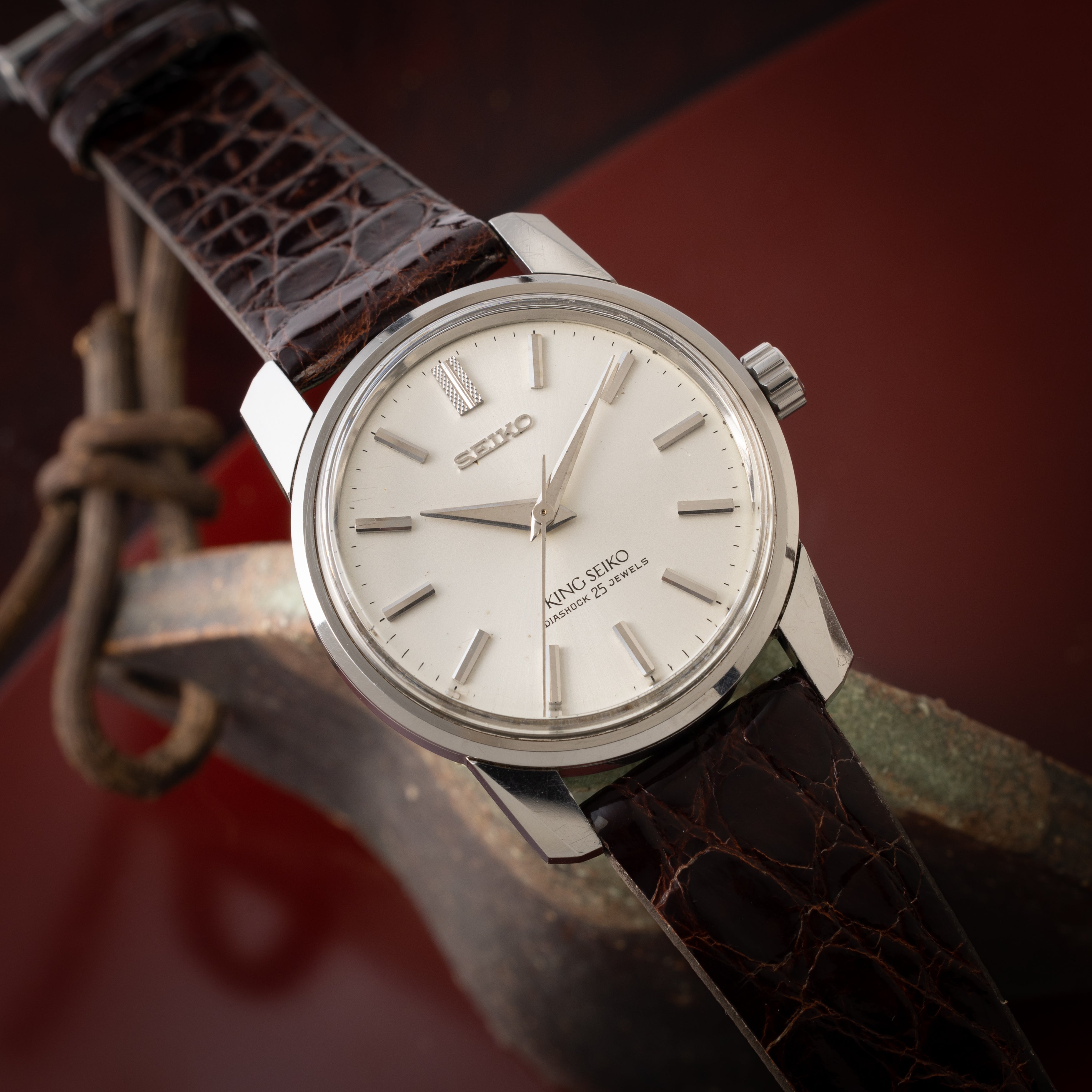 キングセイコー 44KS 1966年製 Ref.44-9990 楯メダリオン 純正革ベルト&尾錠付き