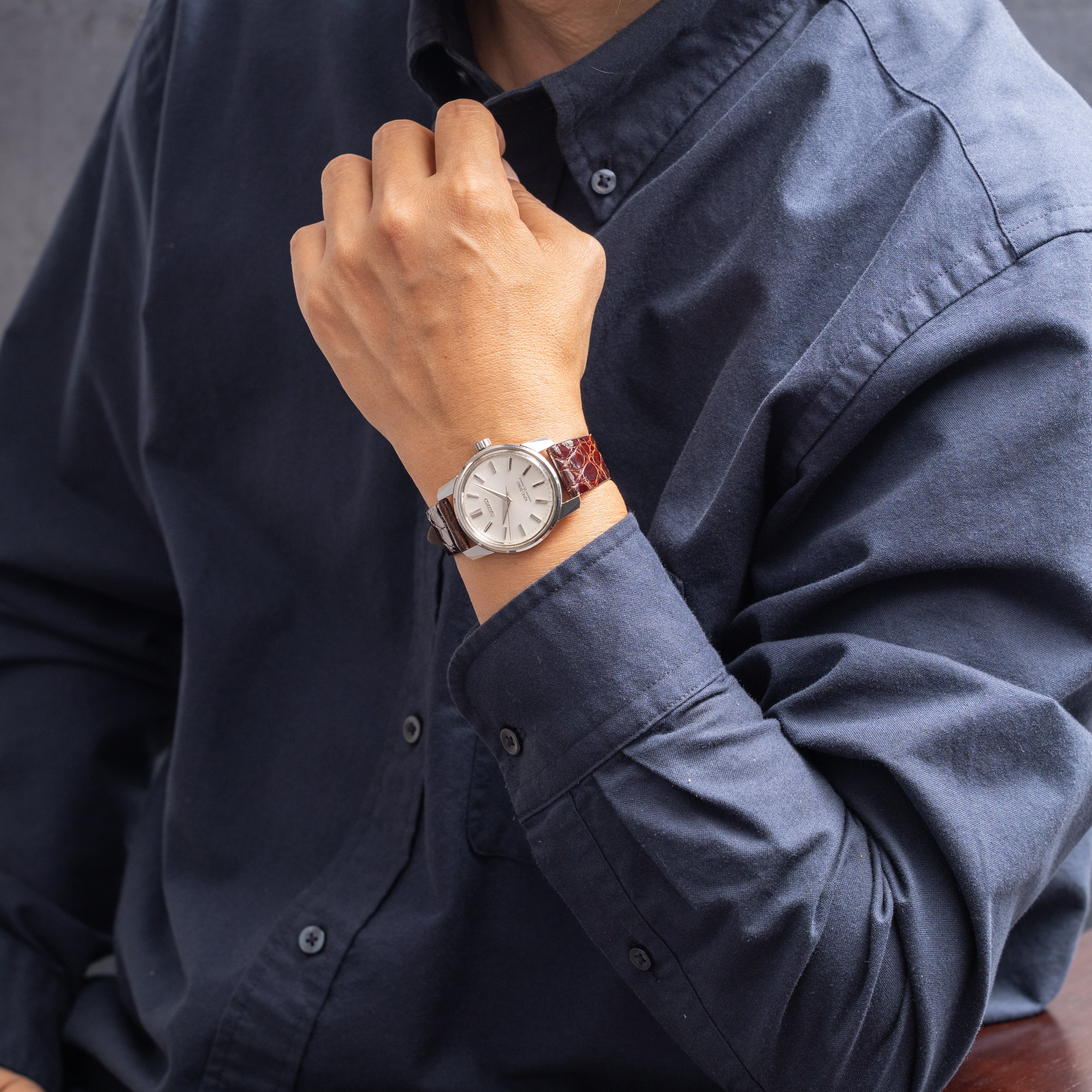 キングセイコー 44KS 1966年製 Ref.44-9990 楯メダリオン 純正革ベルト&尾錠付き