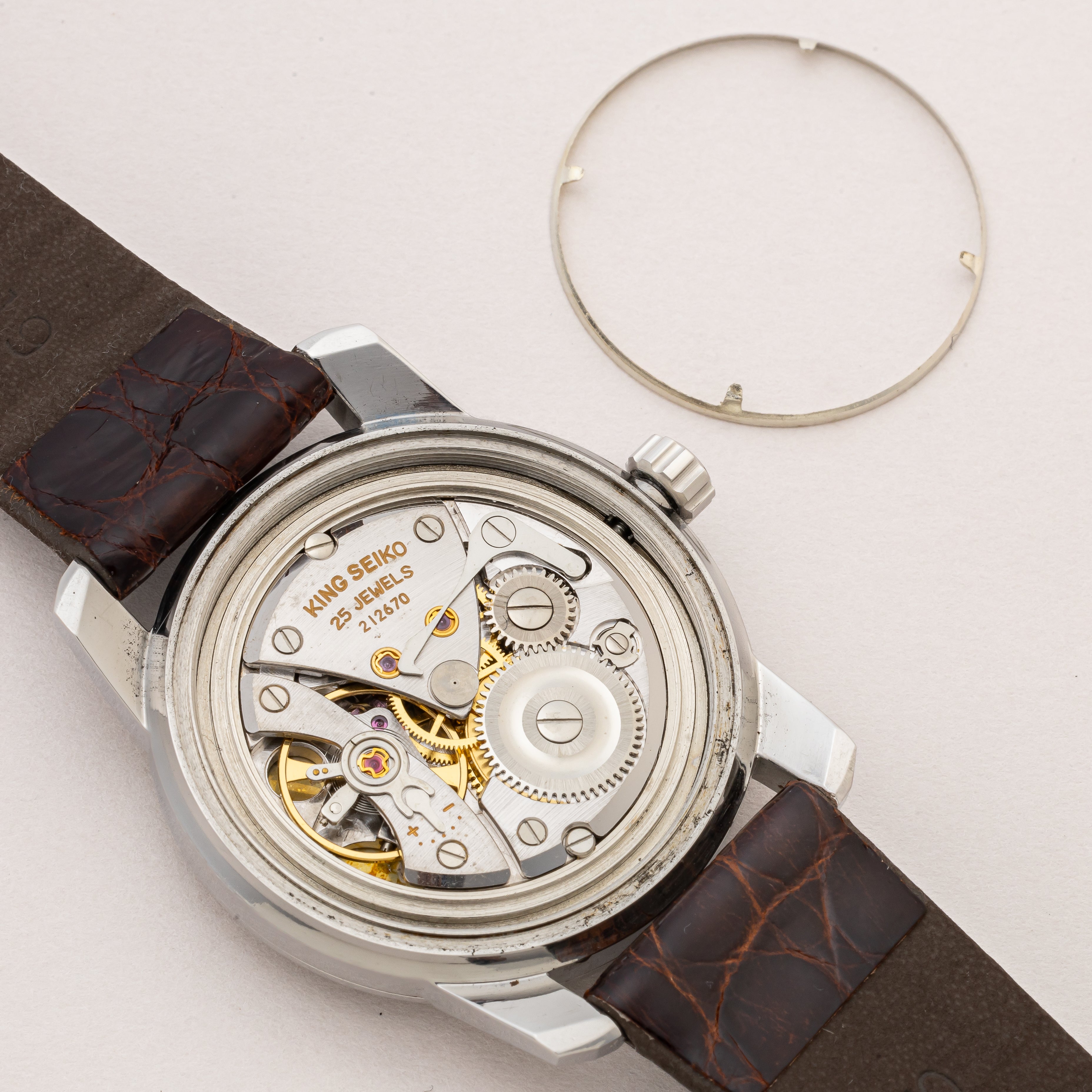 キングセイコー 44KS 1966年製 Ref.44-9990 楯メダリオン 純正革ベルト&尾錠付き