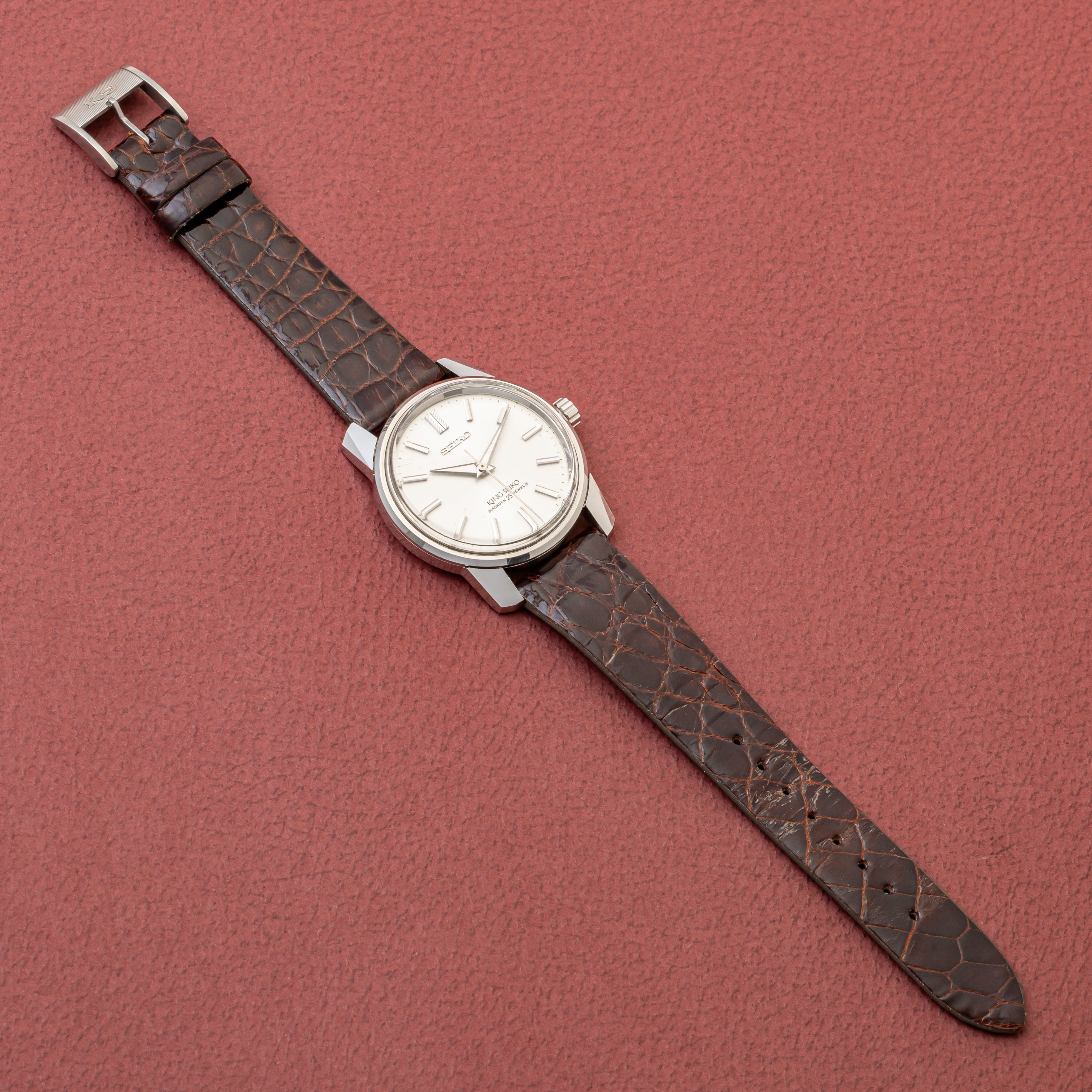 キングセイコー 44KS 1966年製 Ref.44-9990 楯メダリオン 純正革ベルト&尾錠付き