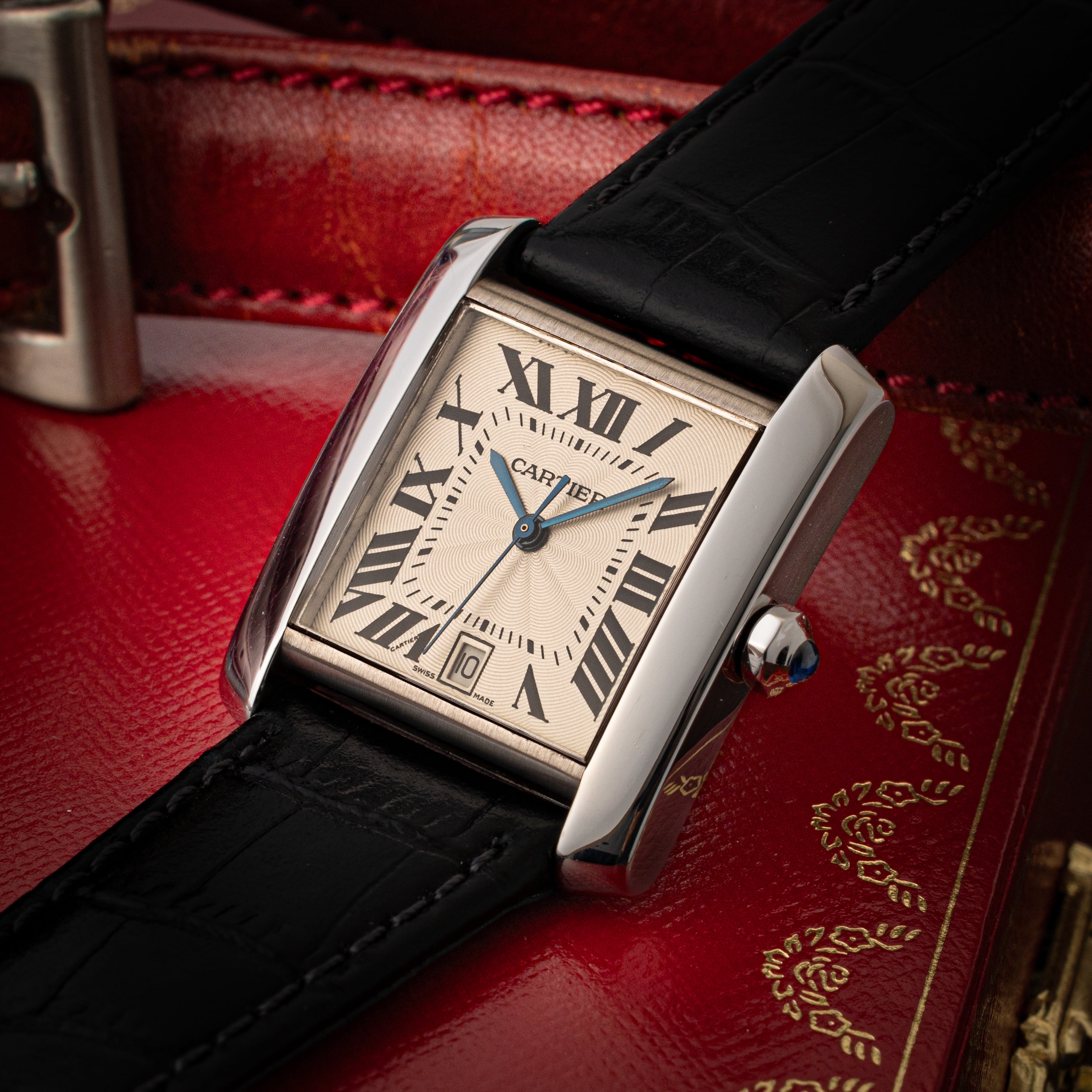 カルティエ タンクフランセーズ LM 18金無垢ホワイトゴールド 1990年代 自動巻き