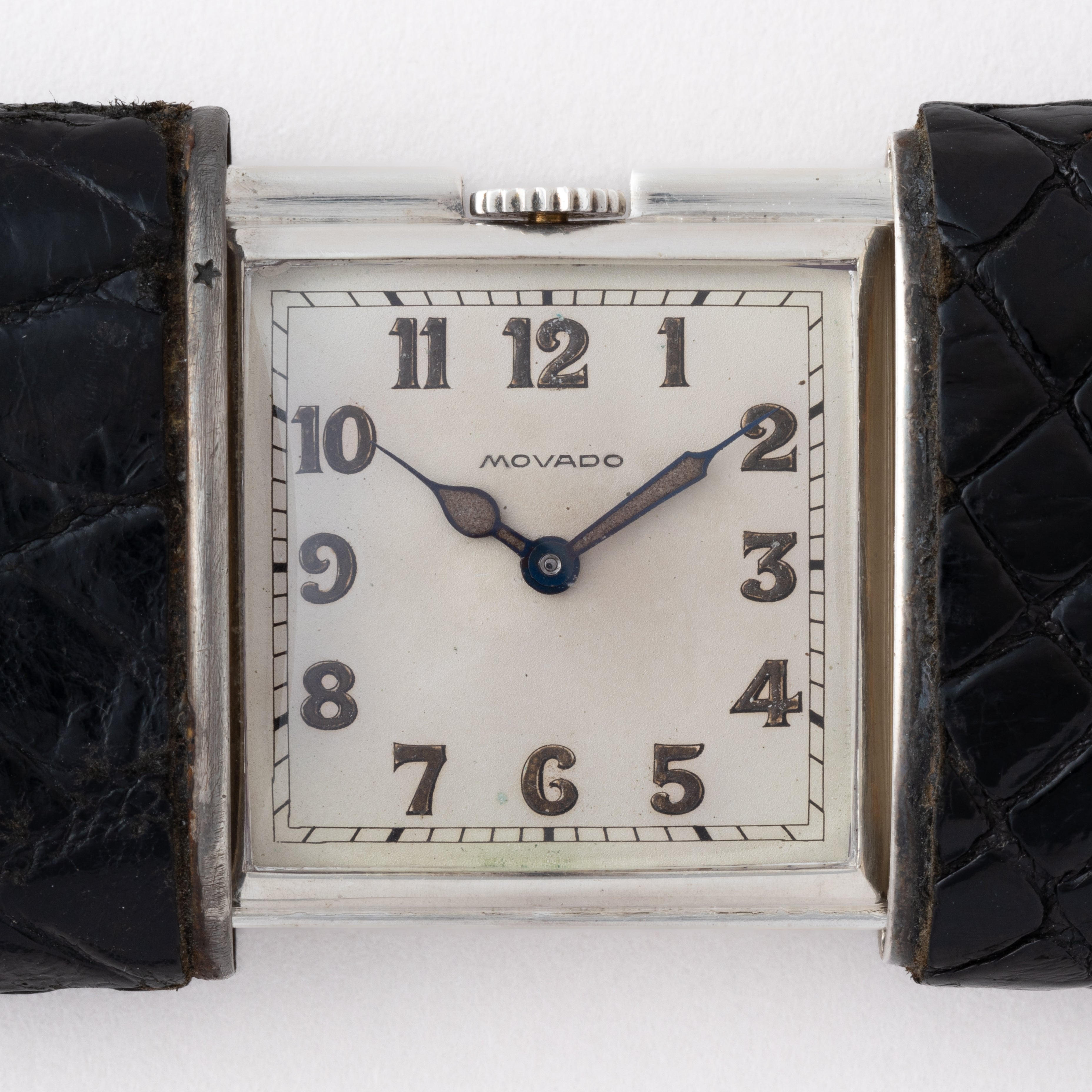 モバード エルメト 銀無垢ケース革巻き トラベルウォッチ 手巻き 1940年代製