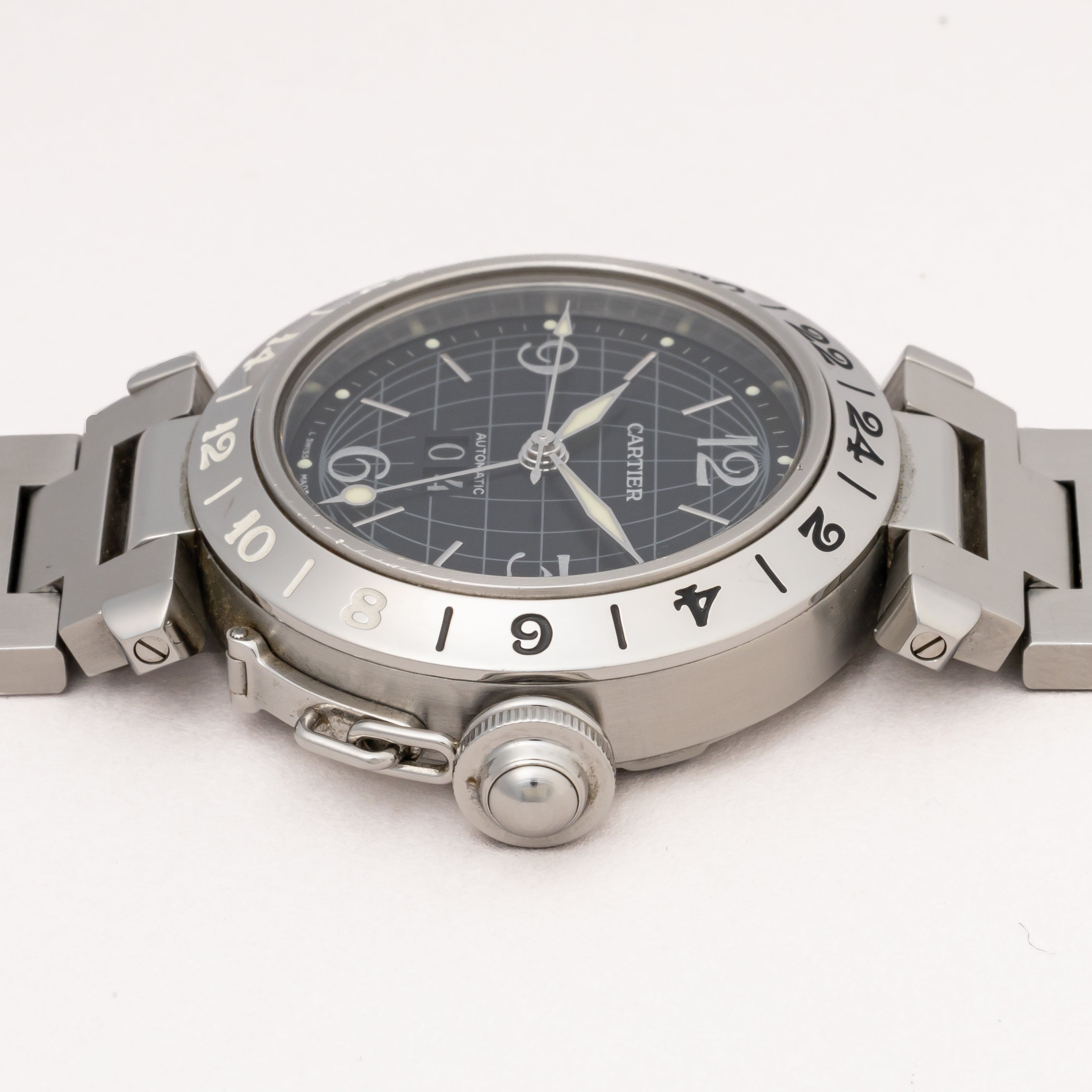 カルティエ パシャC メリディアン 2000年代製 GMTビッグデイト ブラックダイヤル