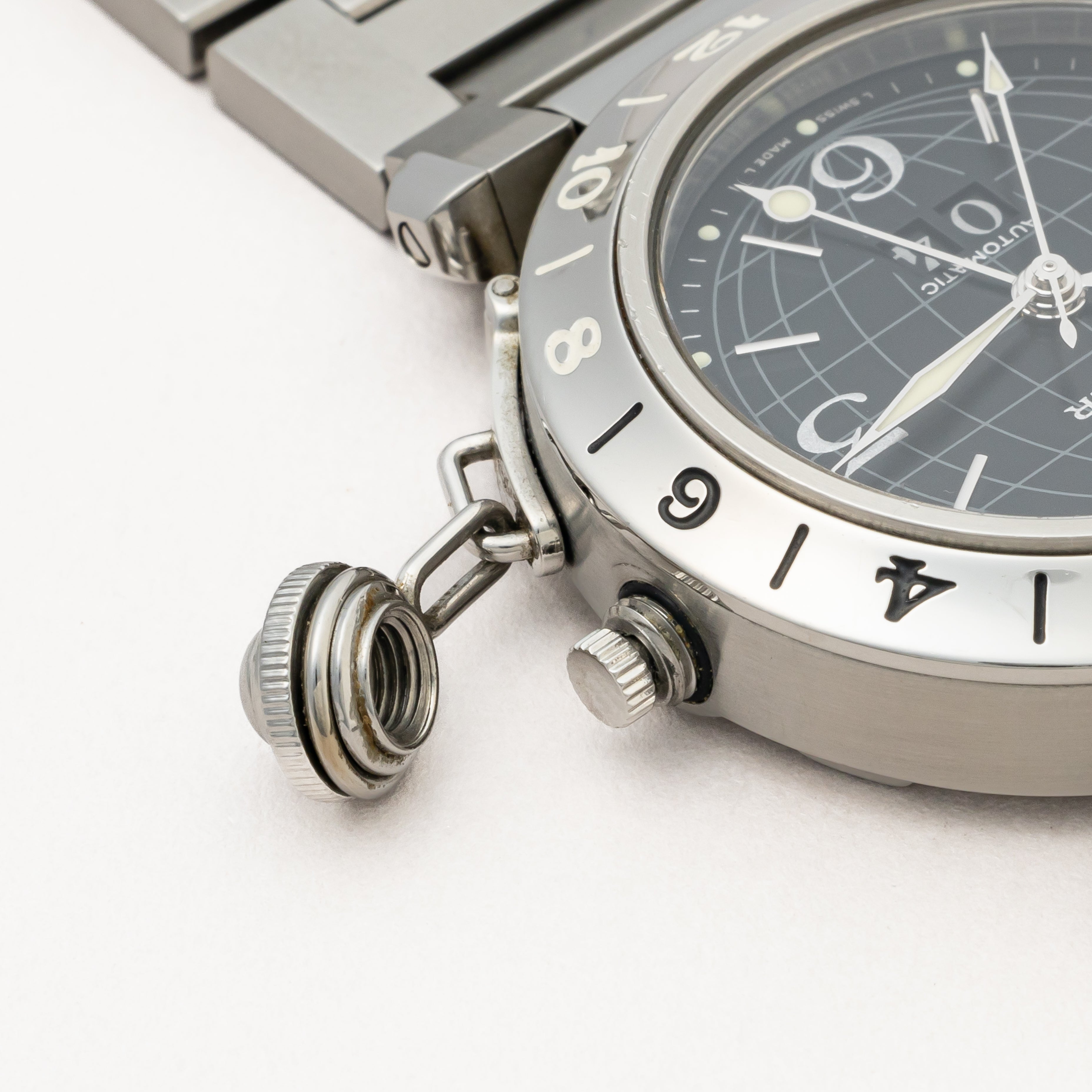 カルティエ パシャC メリディアン 2000年代製 GMTビッグデイト ブラックダイヤル