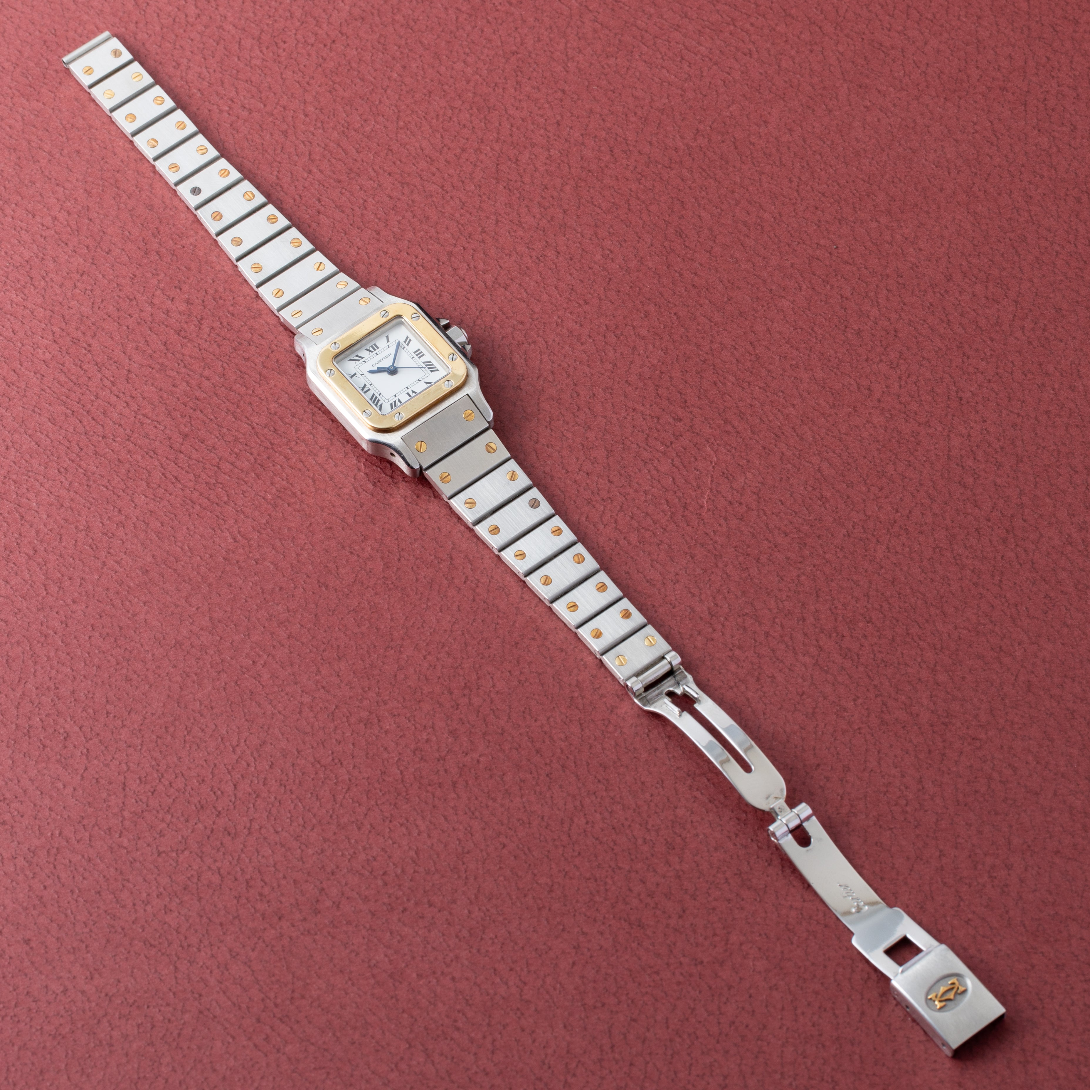 カルティエ サントス コンビ SMサイズ 1980年代 箱、ギャラ、クリーナーセット付き