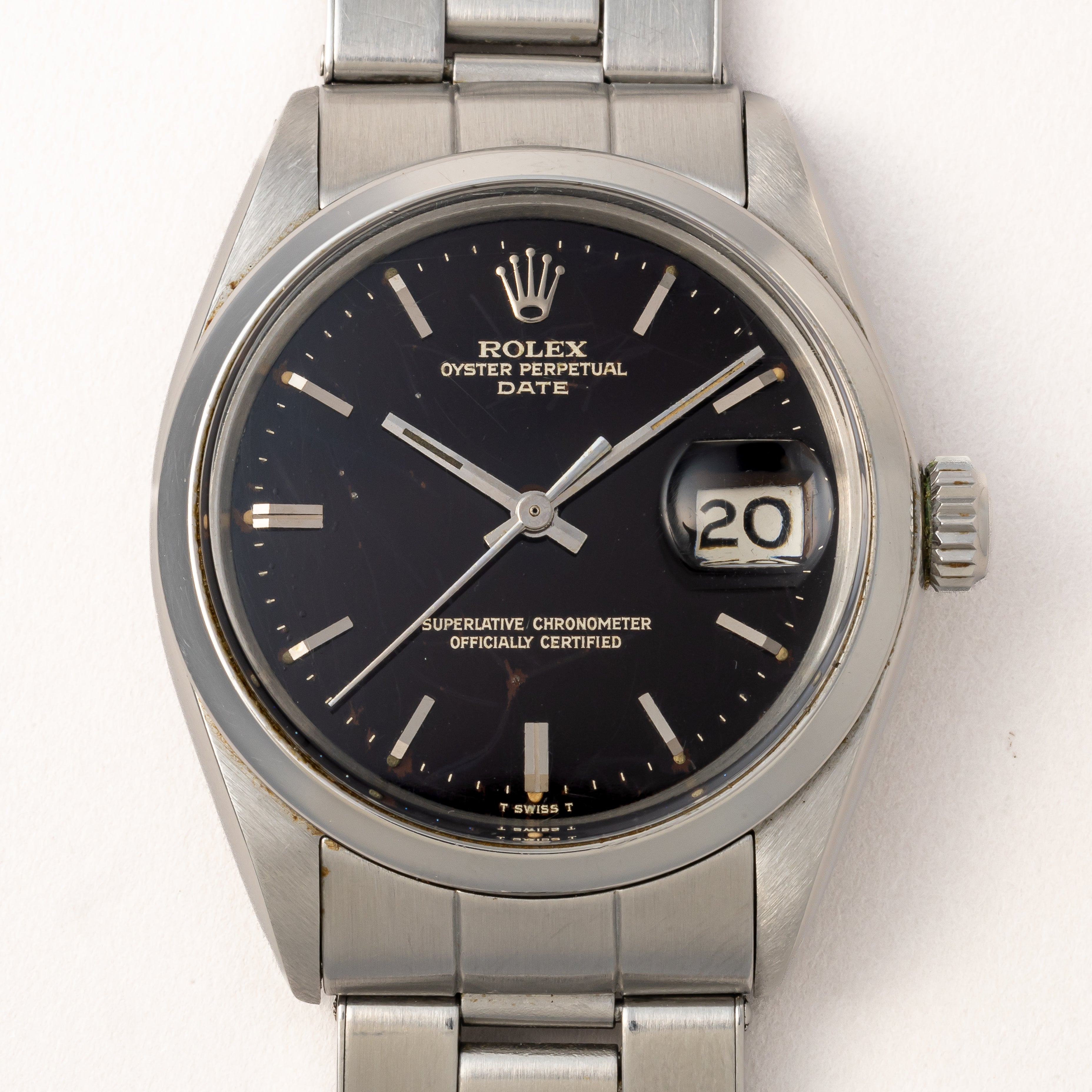 ロレックス オイスターパーペチュアルデイト 1969年製 Ref.1500 ブラックギルトダイヤル