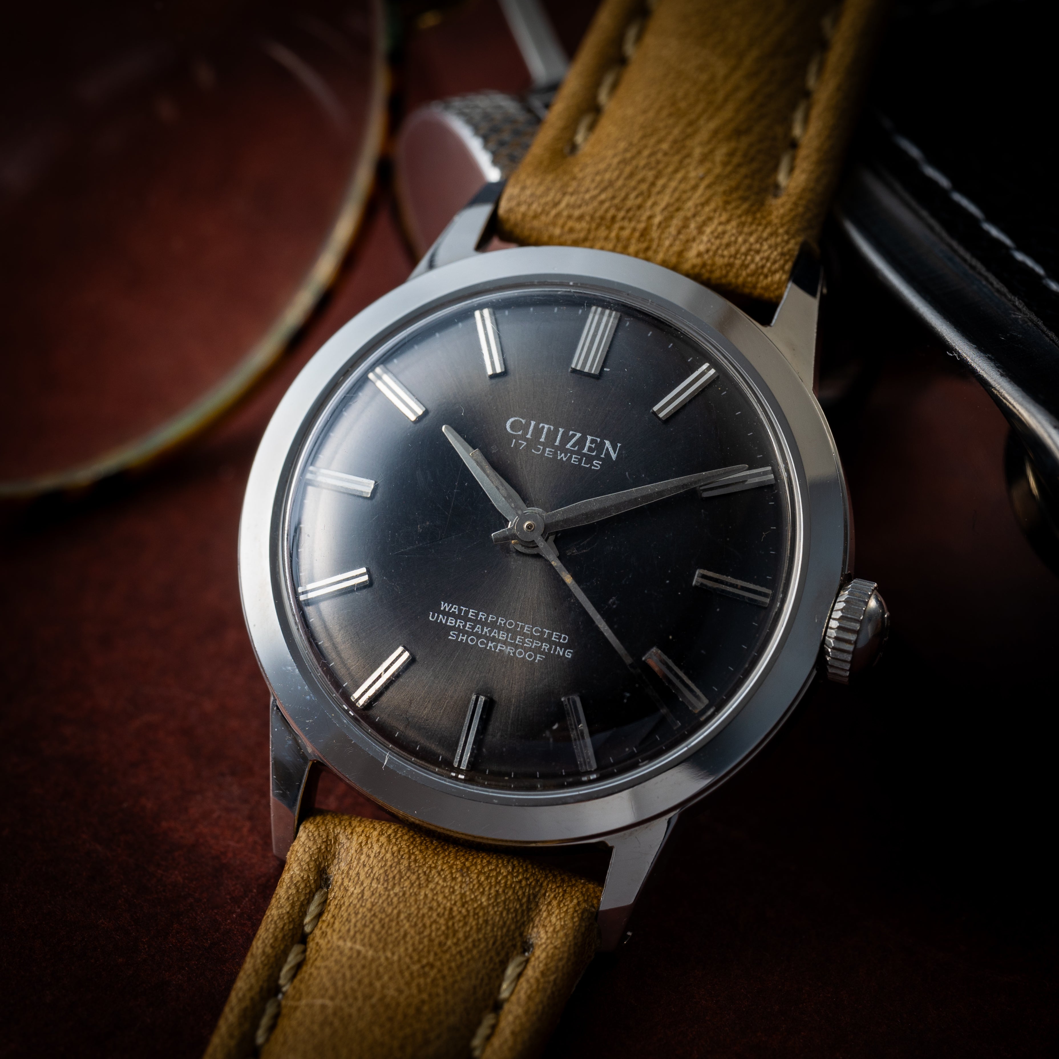 シチズン ホーマー 輸出用ラウンドケース 1969年製 ブラックダイヤル Ref.4-020189TA