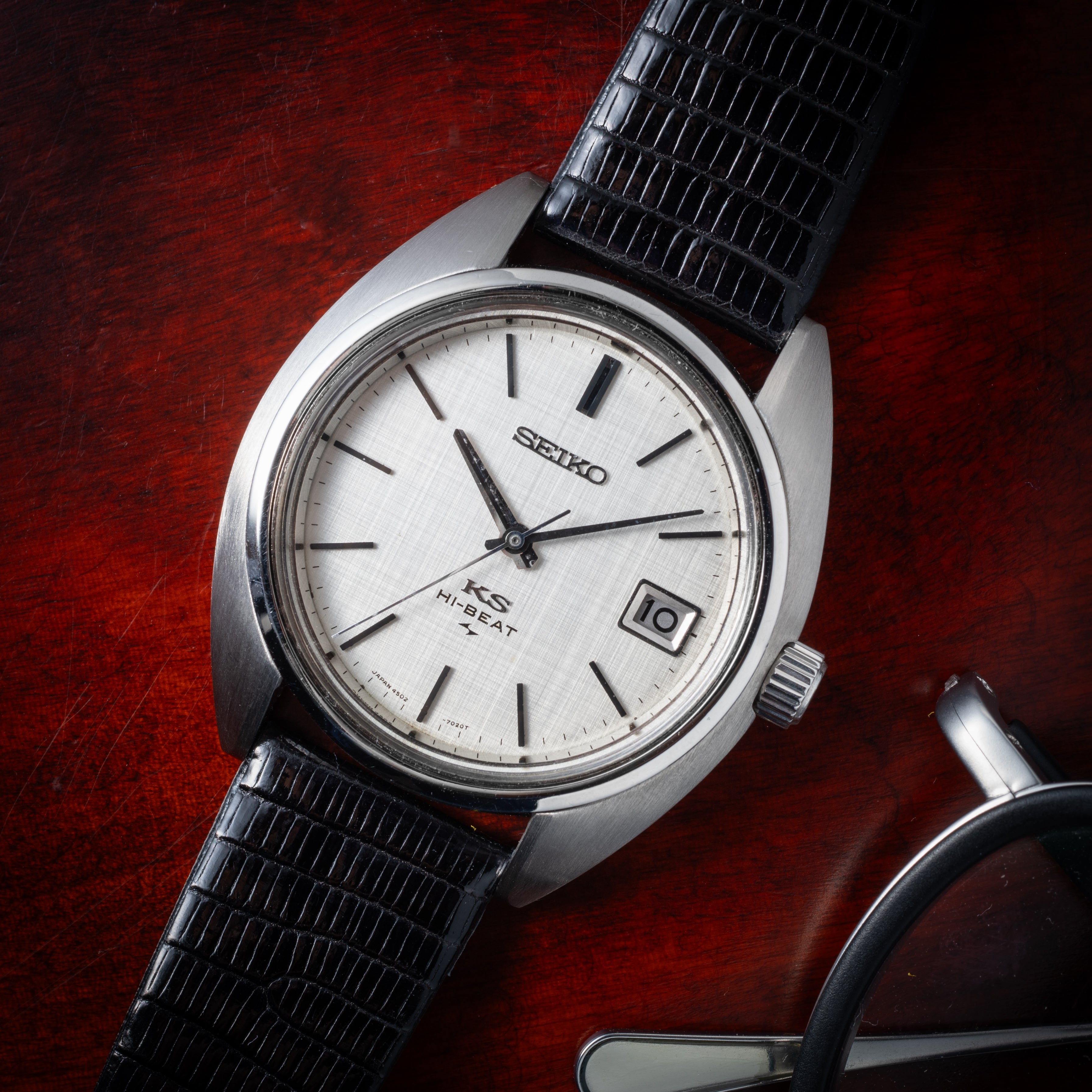 キングセイコー ハイビート 1970年製/昭和45年製 手巻き Ref.4502-7010 リネンダイヤル45KS 純正尾錠付き