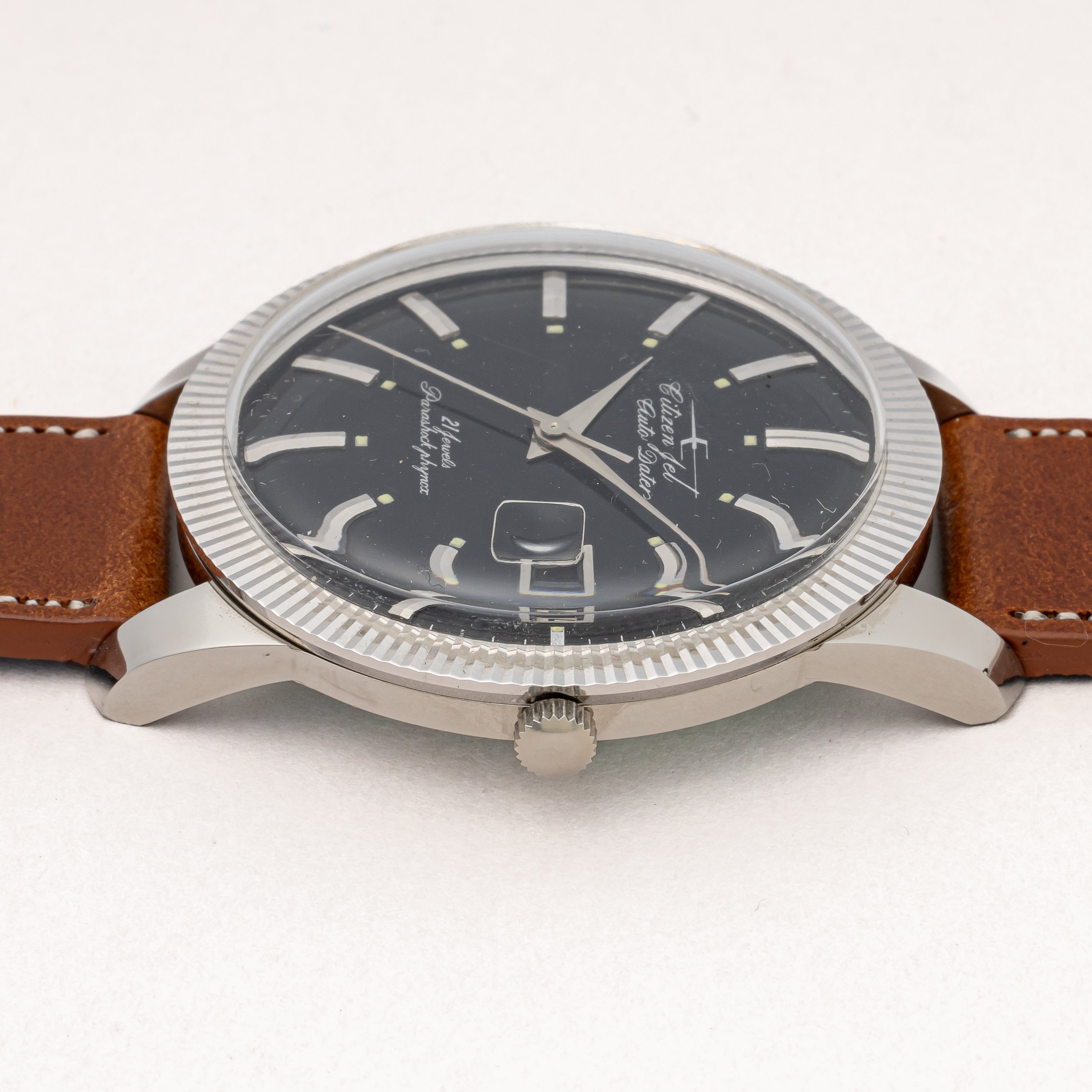 シチズン ジェット オートデーター ビッグケース ブラックダイヤル 1963年製 未使用品 箱付き