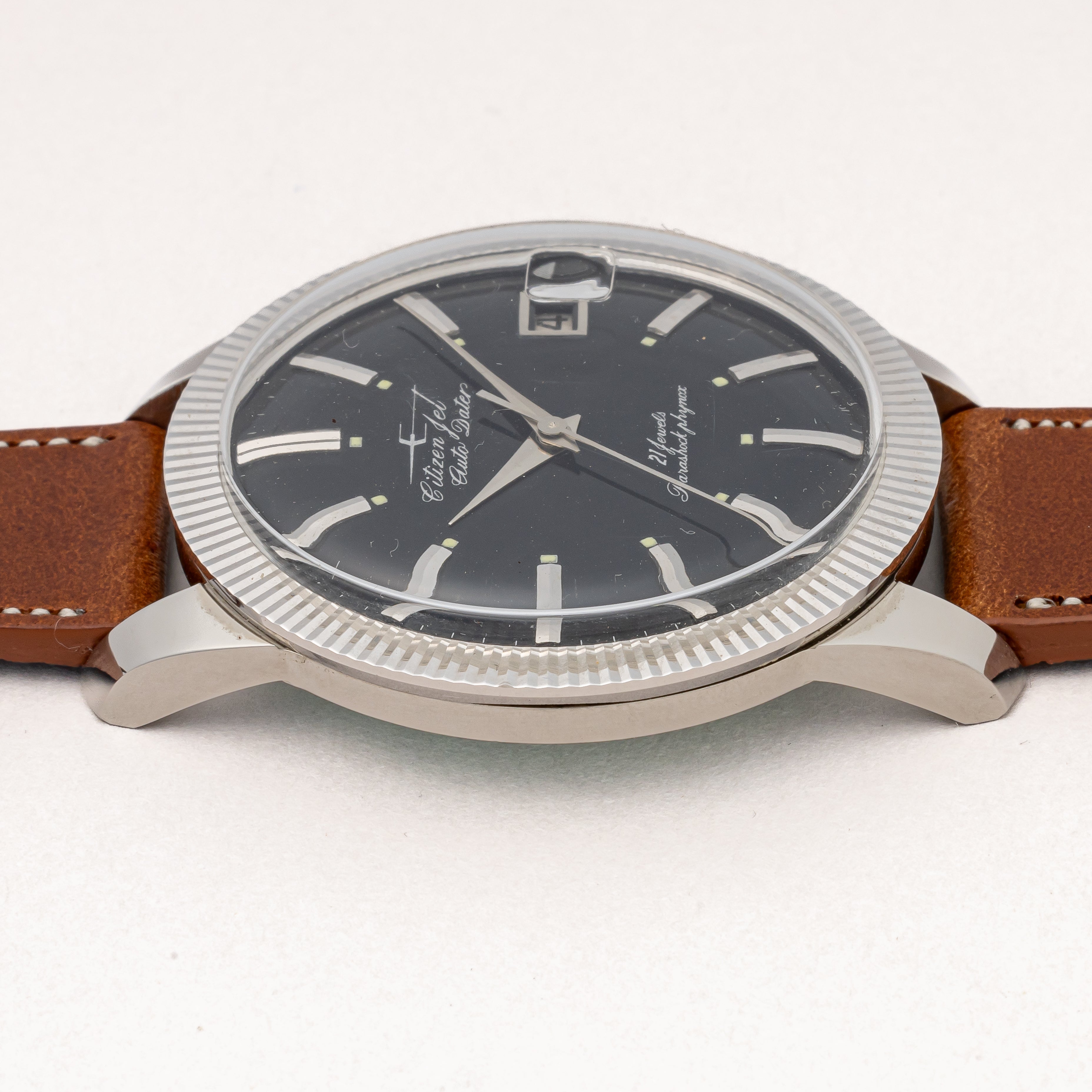 シチズン ジェット オートデーター ビッグケース ブラックダイヤル 1963年製 未使用品 箱付き