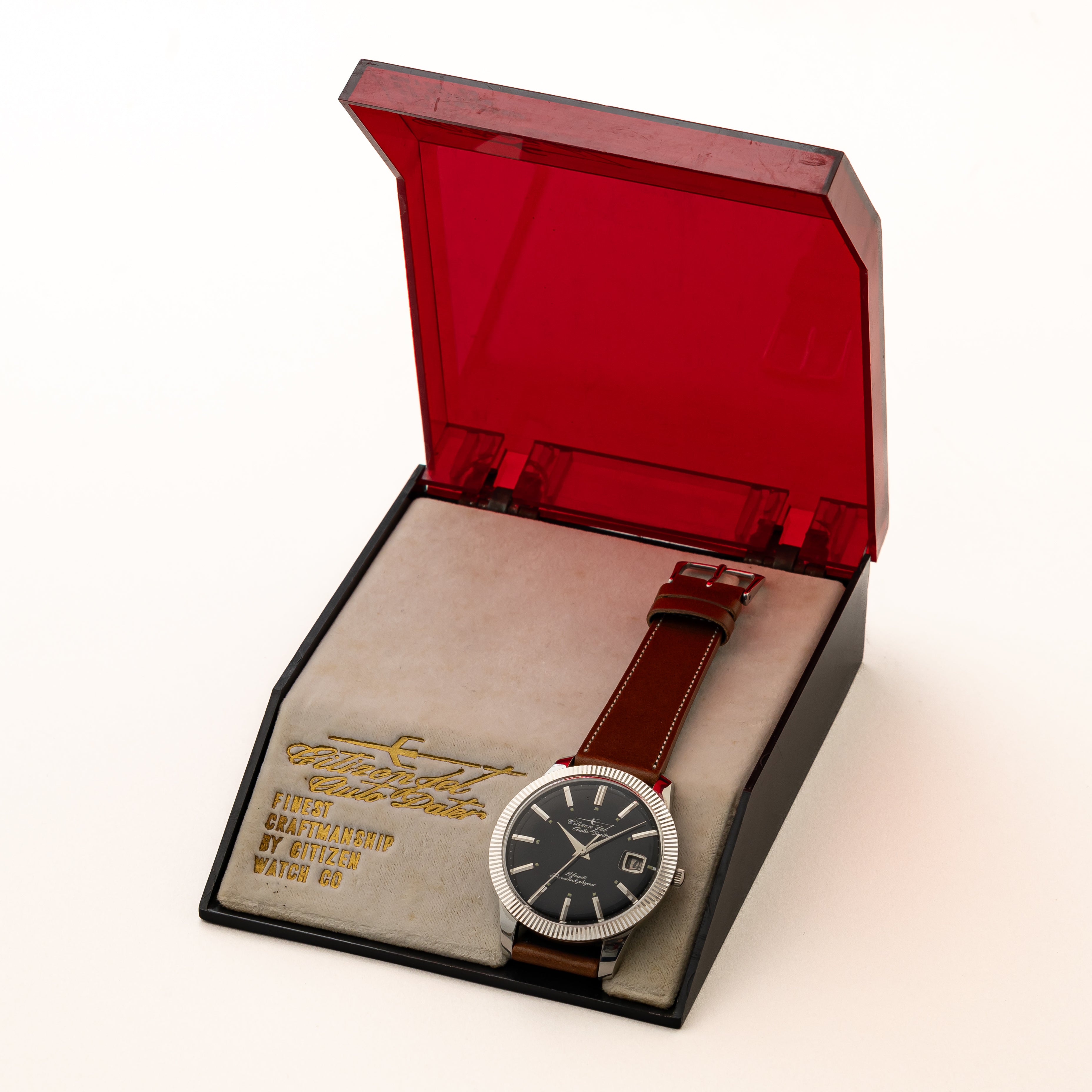 シチズン ジェット オートデーター ビッグケース ブラックダイヤル 1963年製 未使用品 箱付き