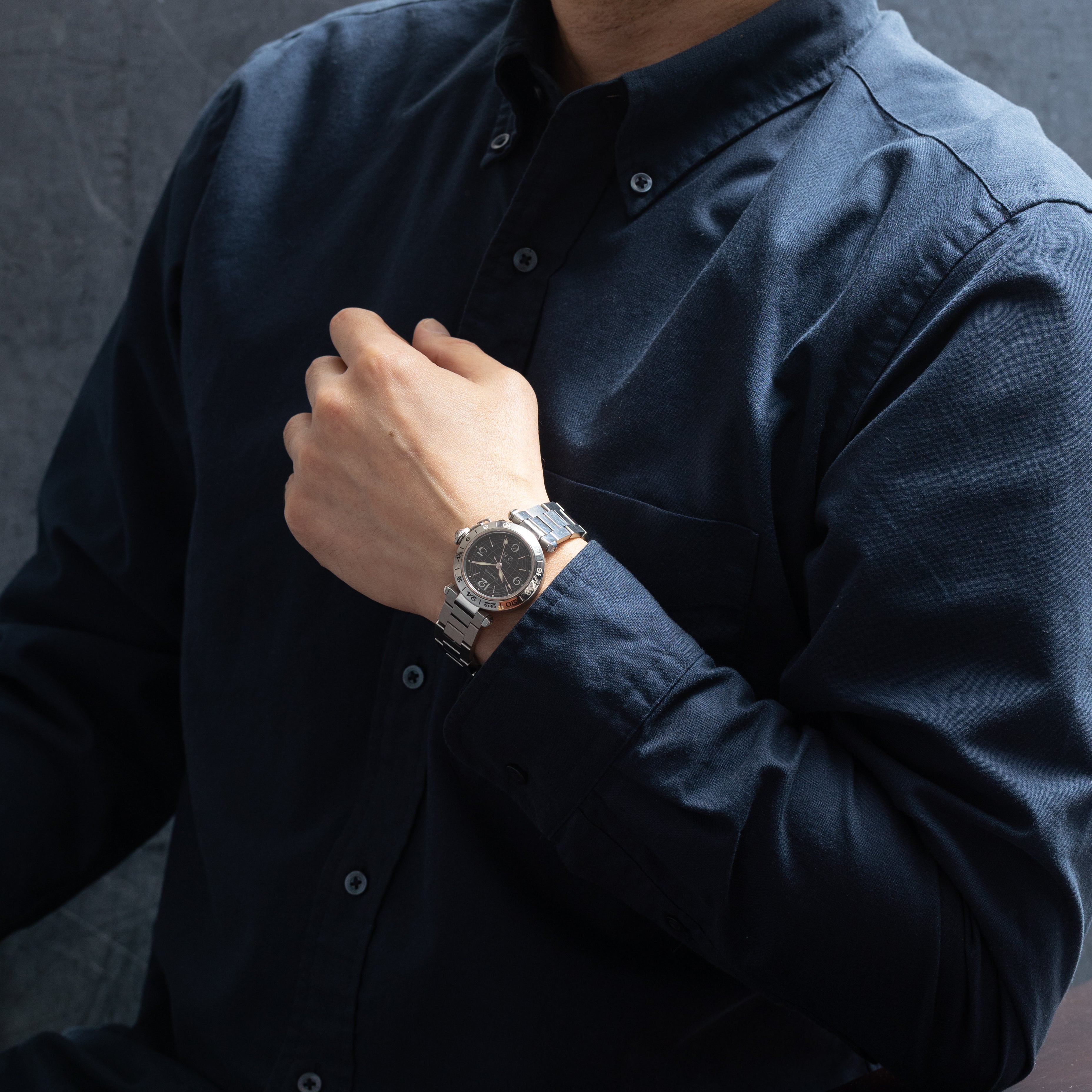 カルティエ パシャC オートマチック 1990年代 ブラックダイヤル 箱付き