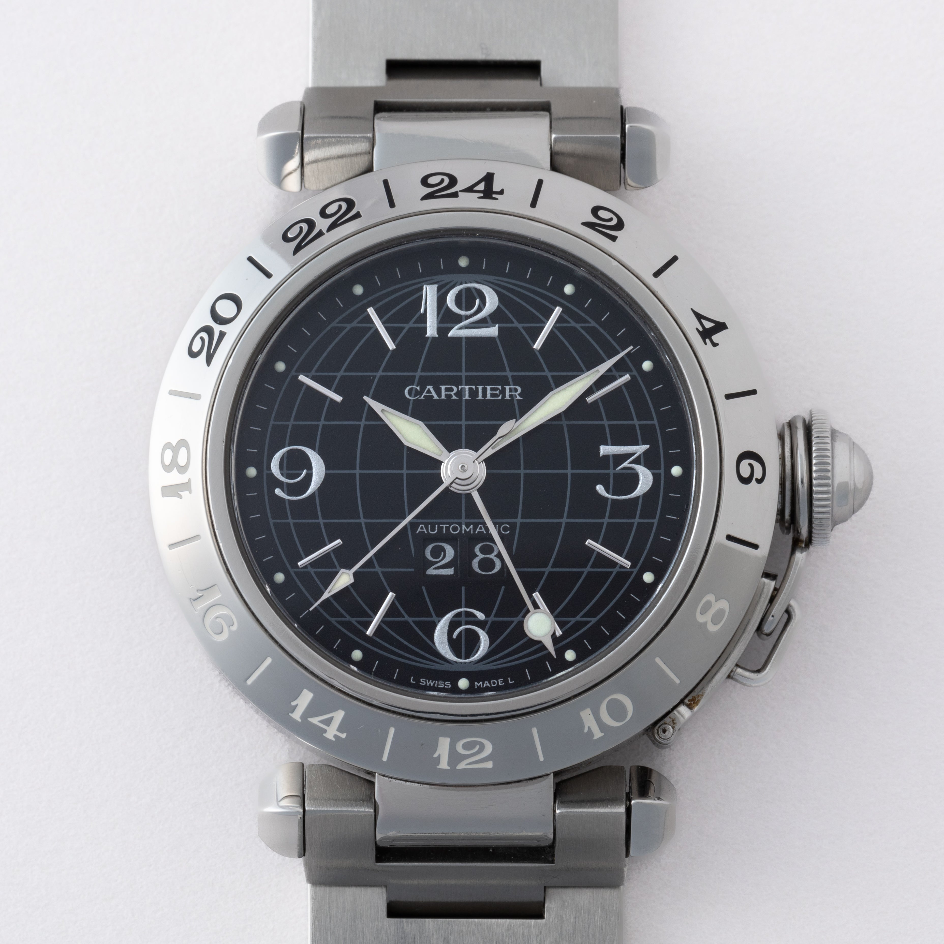 カルティエ パシャC オートマチック 1990年代 ブラックダイヤル 箱付き