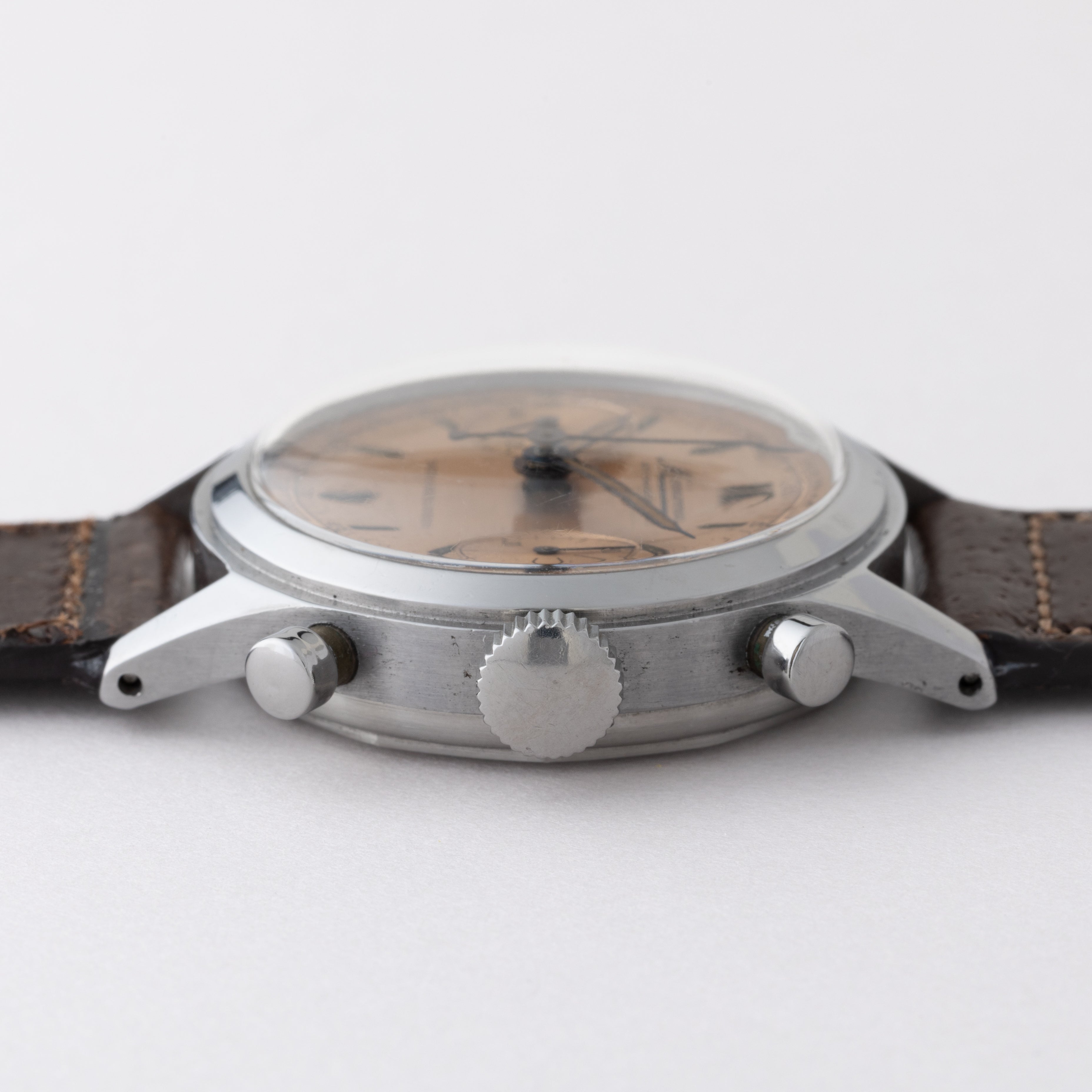 ミネルバ 2レジスタークロノグラフ Cal.20CH サーモンピンクダイヤル 1950年代製