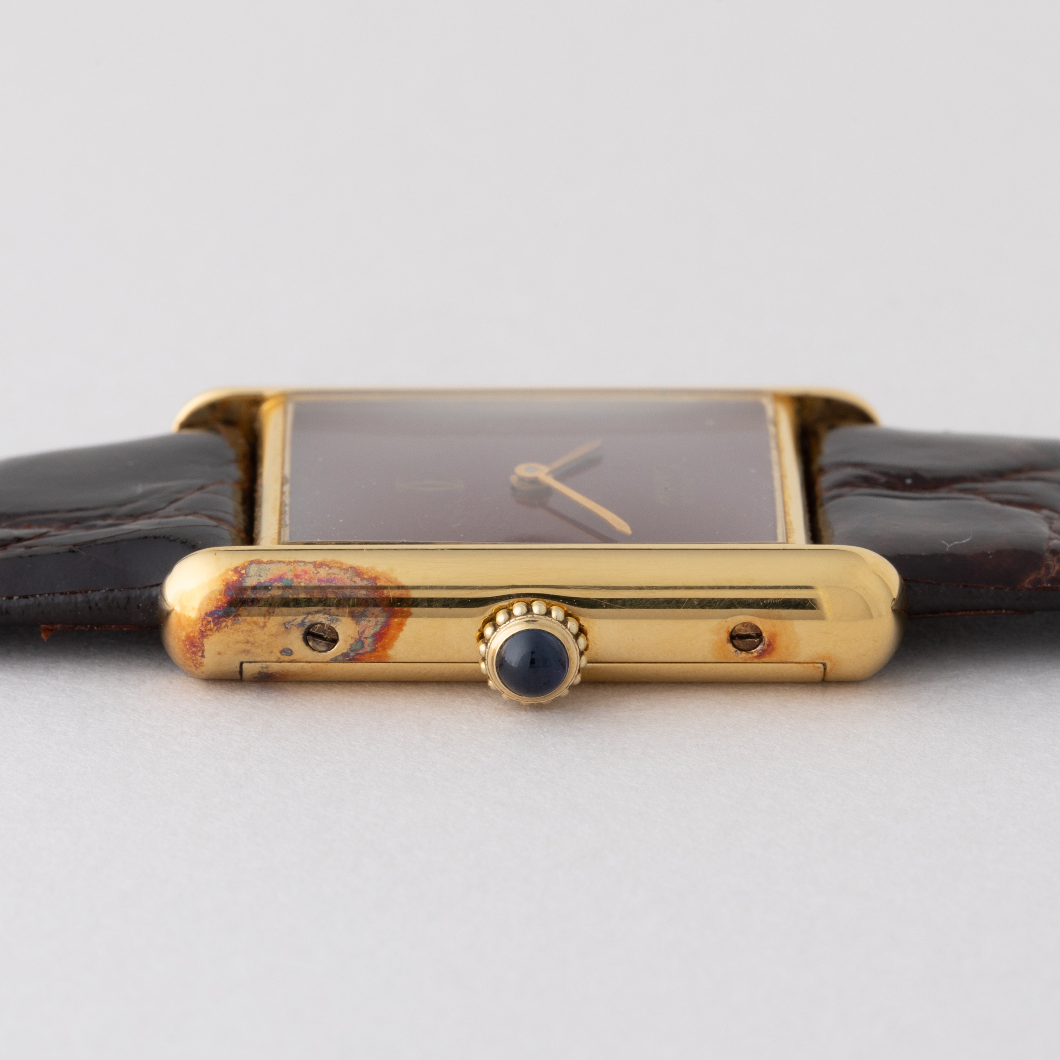 カルティエ マストタンク LMサイズ 1980年代製 ボルドーダイヤル 純正尾錠付き