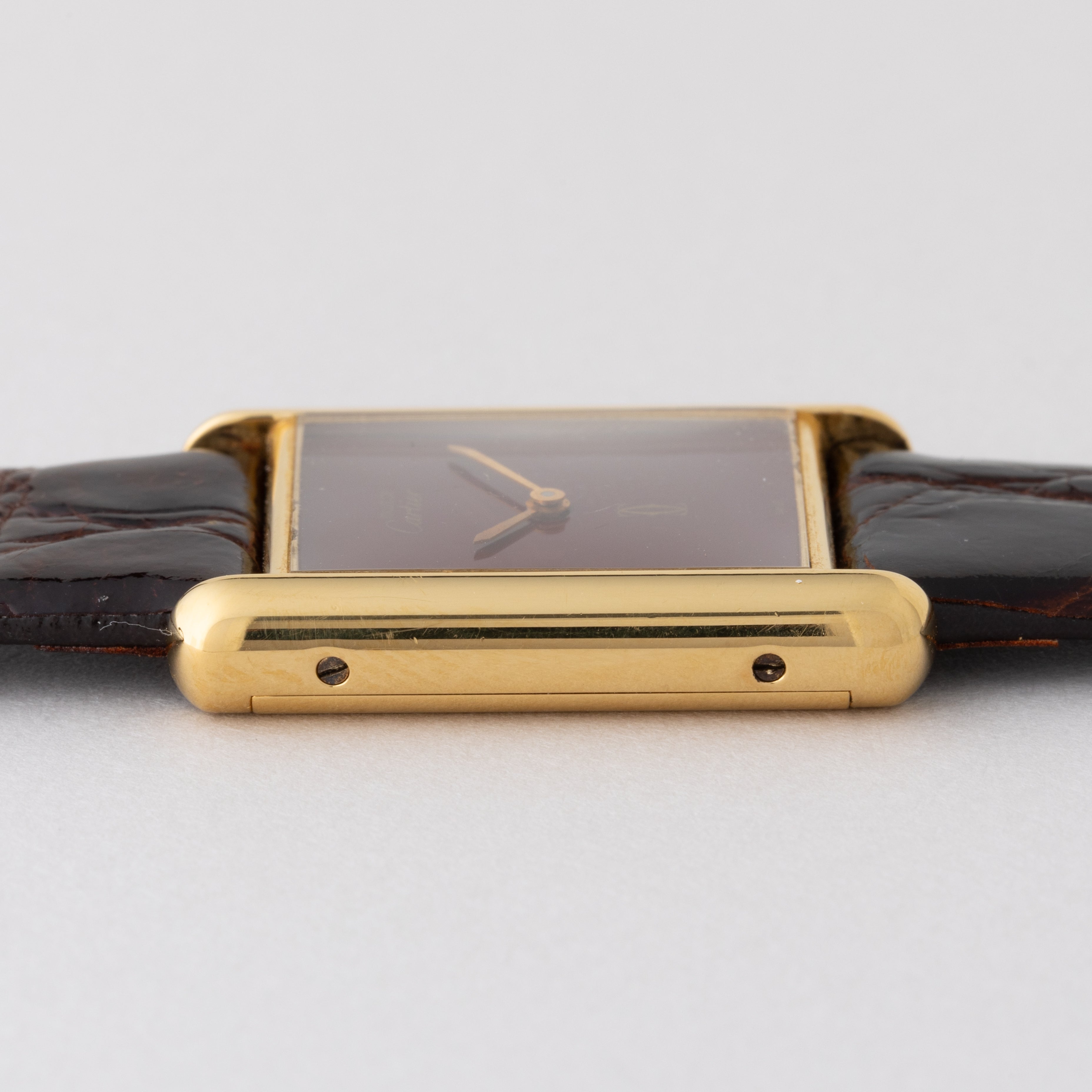 カルティエ マストタンク LMサイズ 1980年代製 ボルドーダイヤル 純正尾錠付き