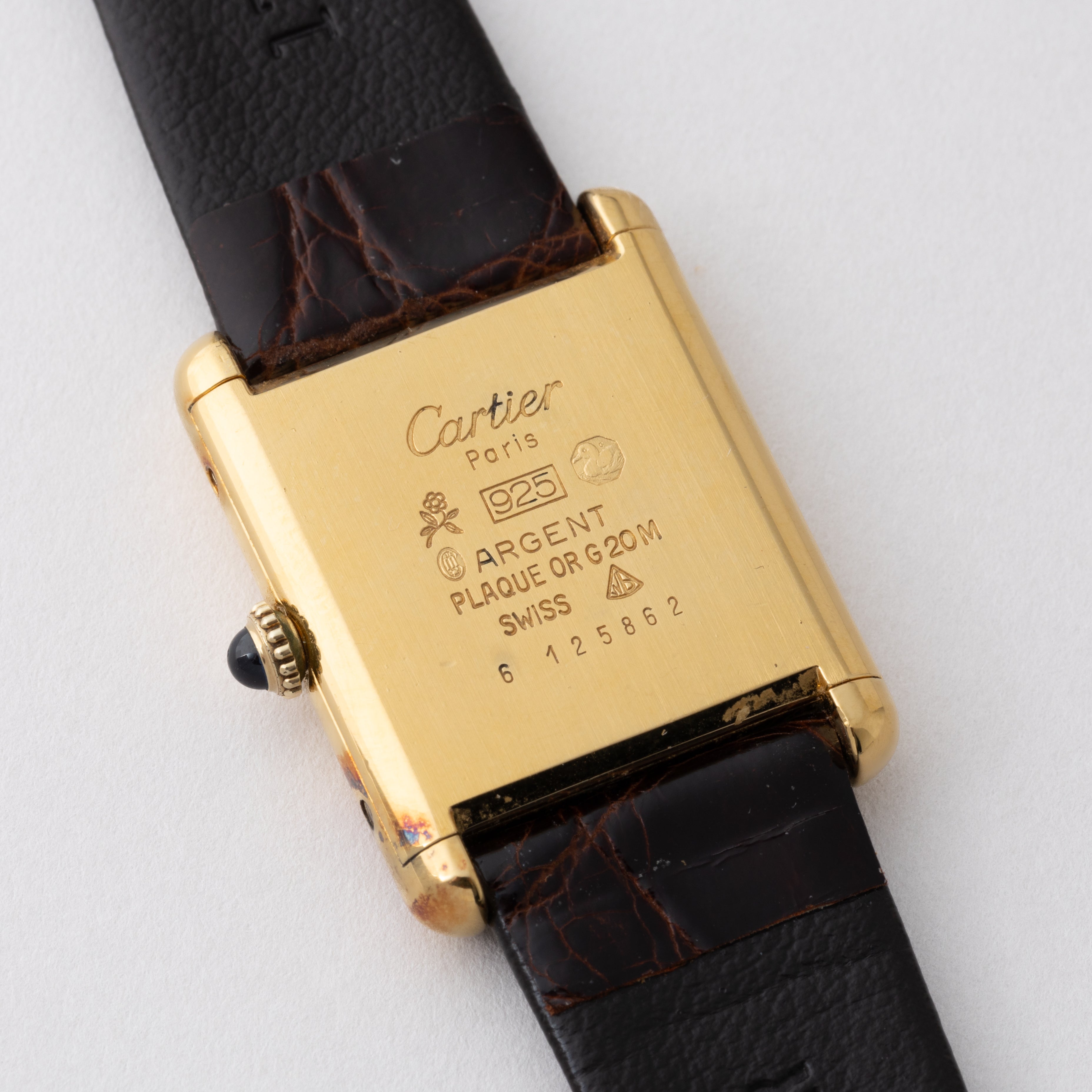 カルティエ マストタンク LMサイズ 1980年代製 ボルドーダイヤル 純正尾錠付き