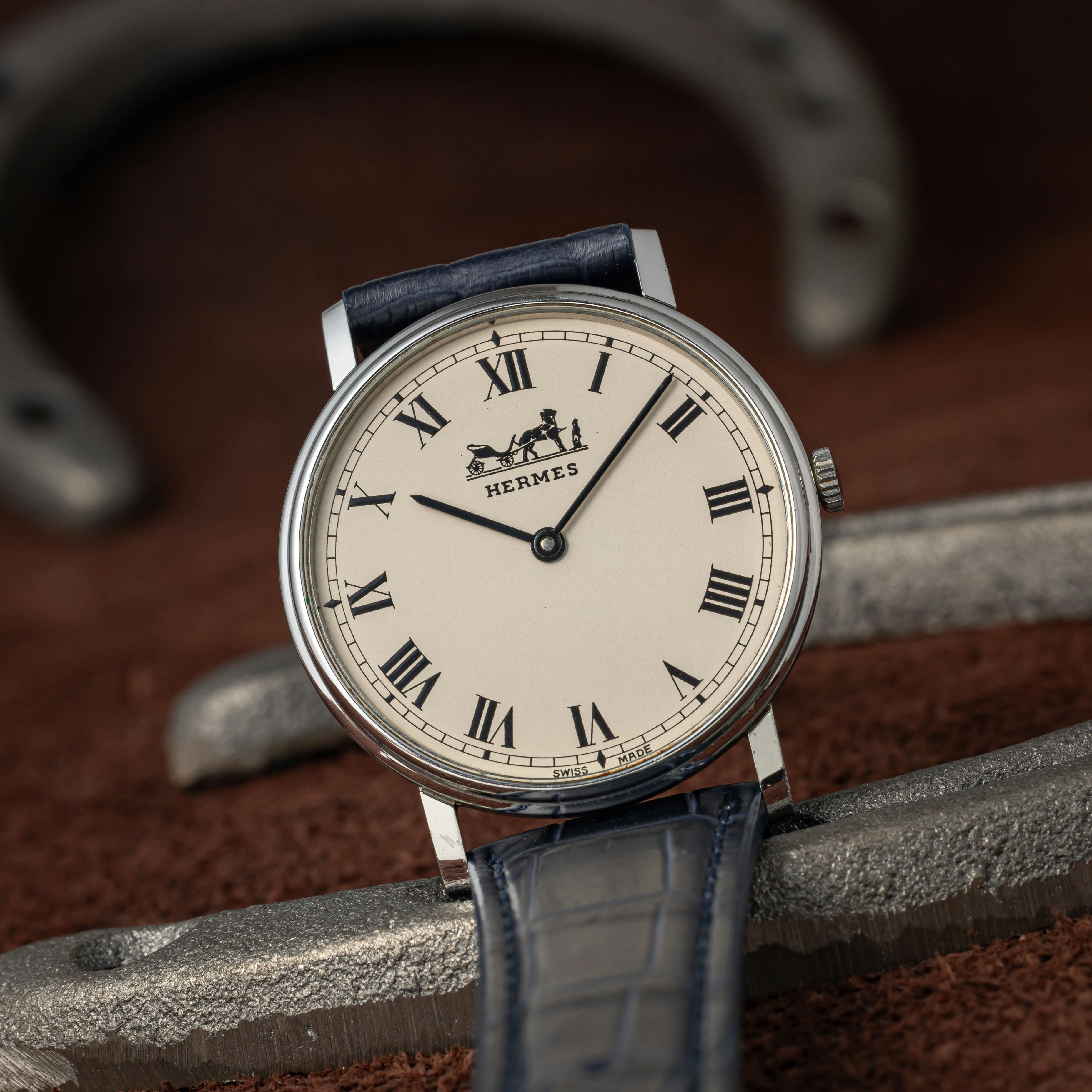 エルメス ラウンドケース ローマンダイヤル 手巻き 1990年代