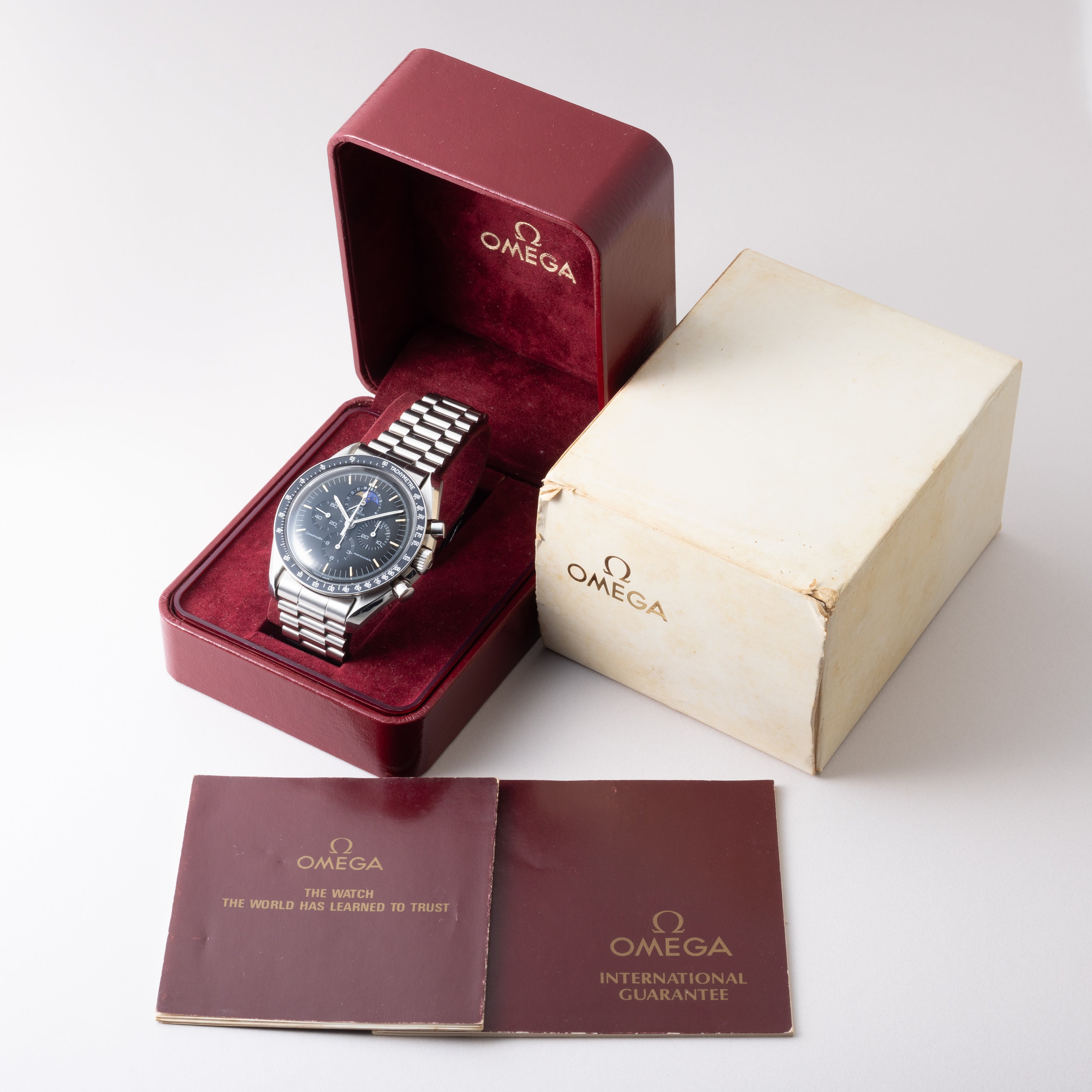 オメガ スピードマスター プロフェッショナル 1985年製 ムーンフェイズ Ref.345.0809 箱、ギャラ付き