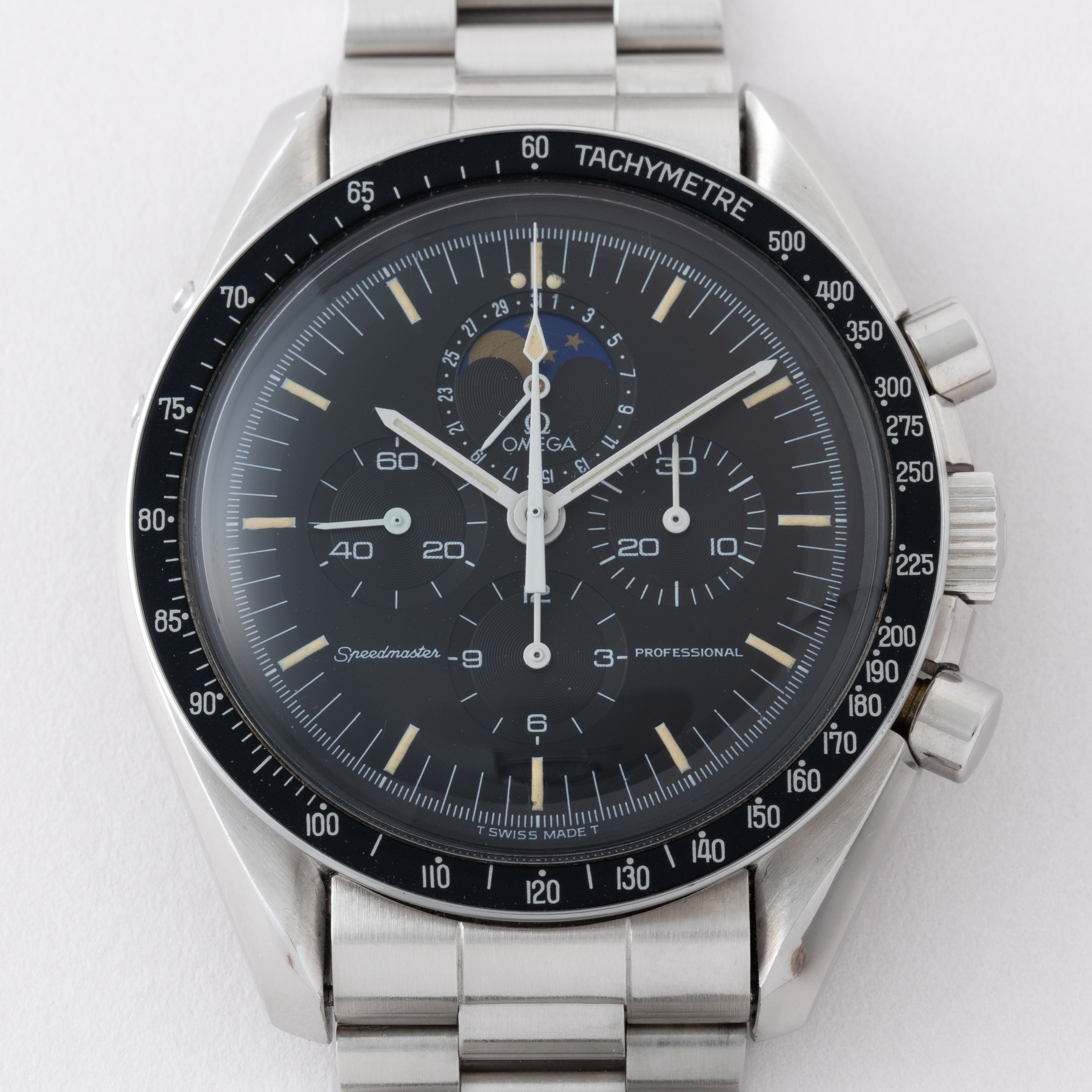オメガ スピードマスター プロフェッショナル 1985年製 ムーンフェイズ Ref.345.0809 箱、ギャラ付き