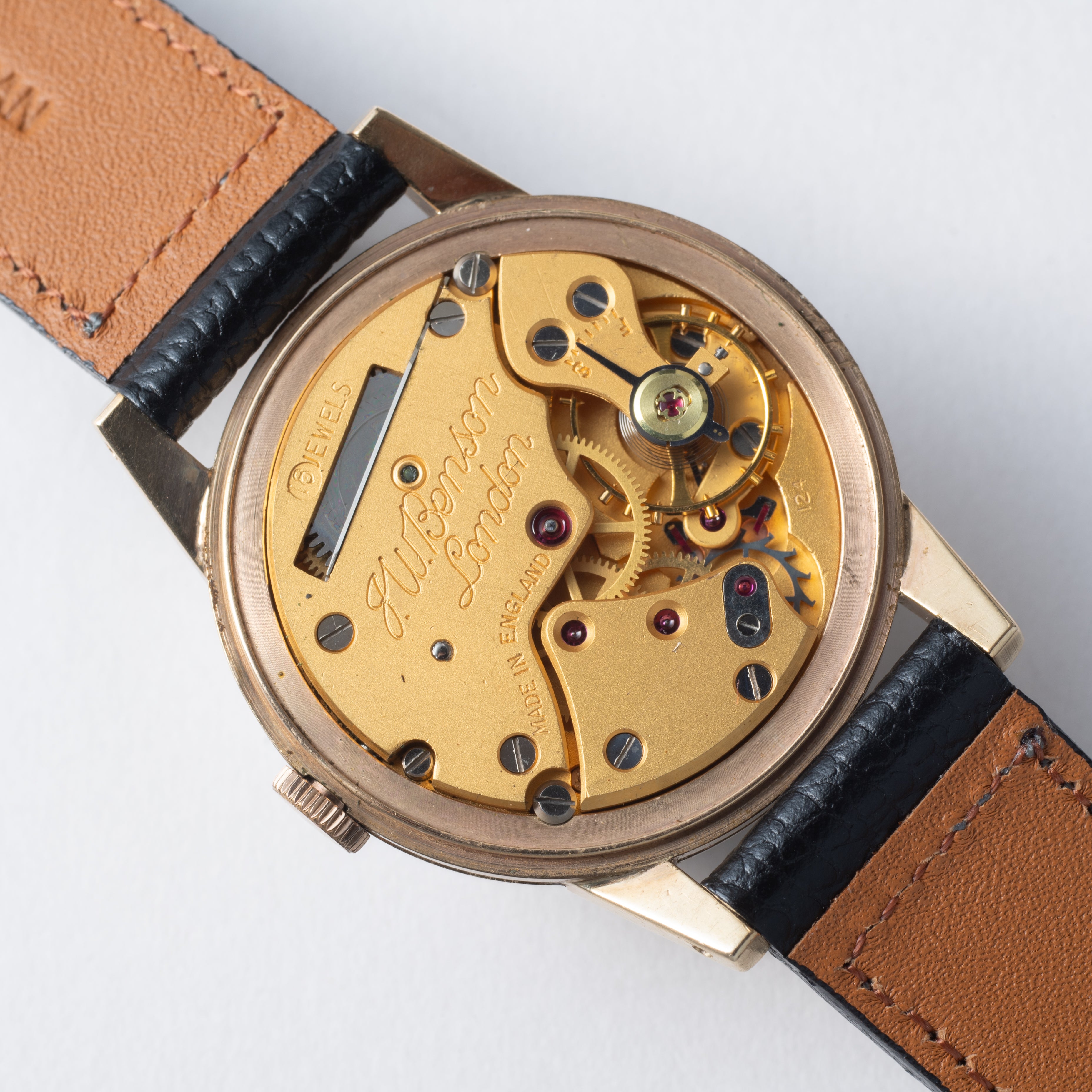 J.W.ベンソン 9金無垢 ラウンドケース スモールセコンド 手巻き 1950年代製 箱付き