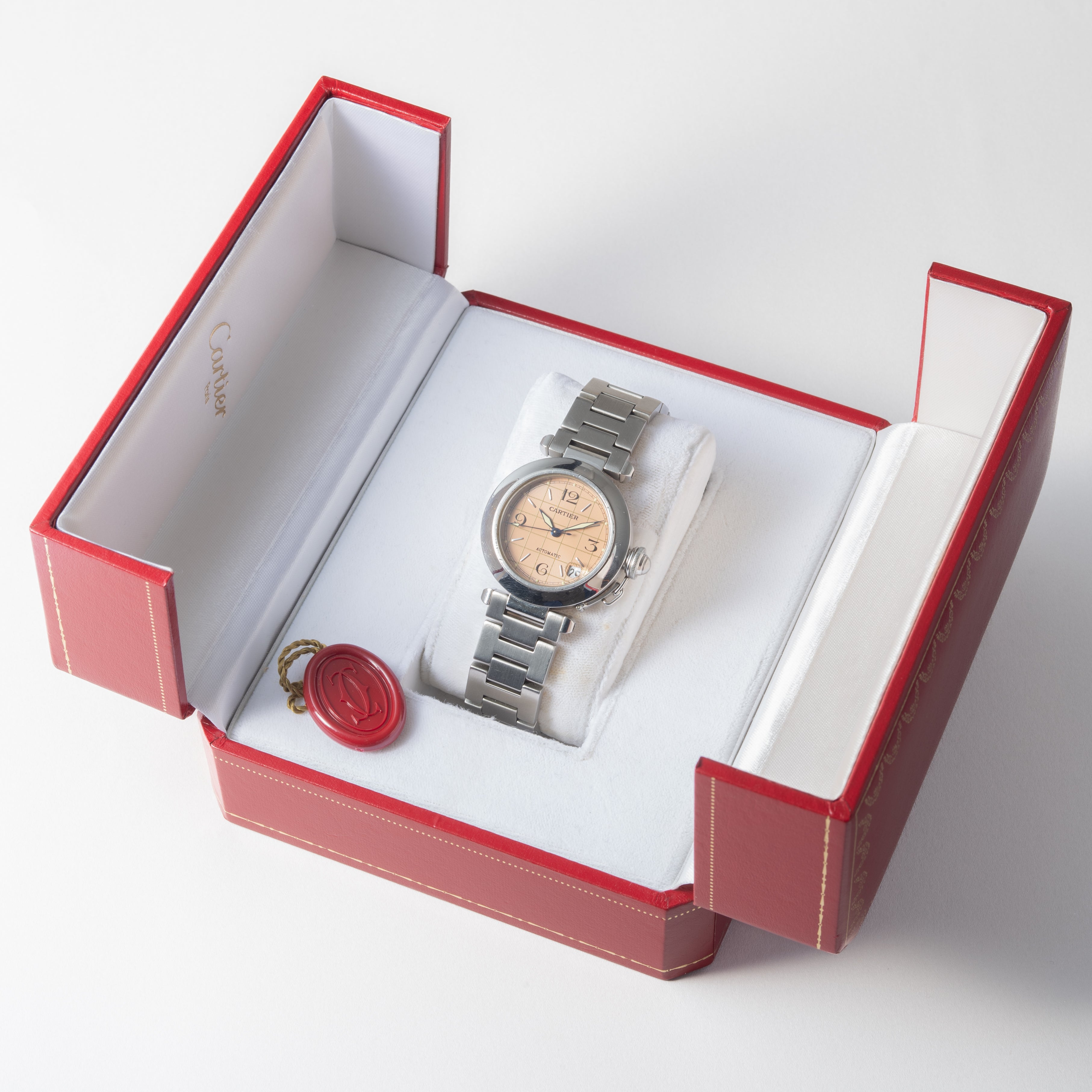 カルティエ パシャC ピンクダイヤル 箱、タグ付き 1990年代製