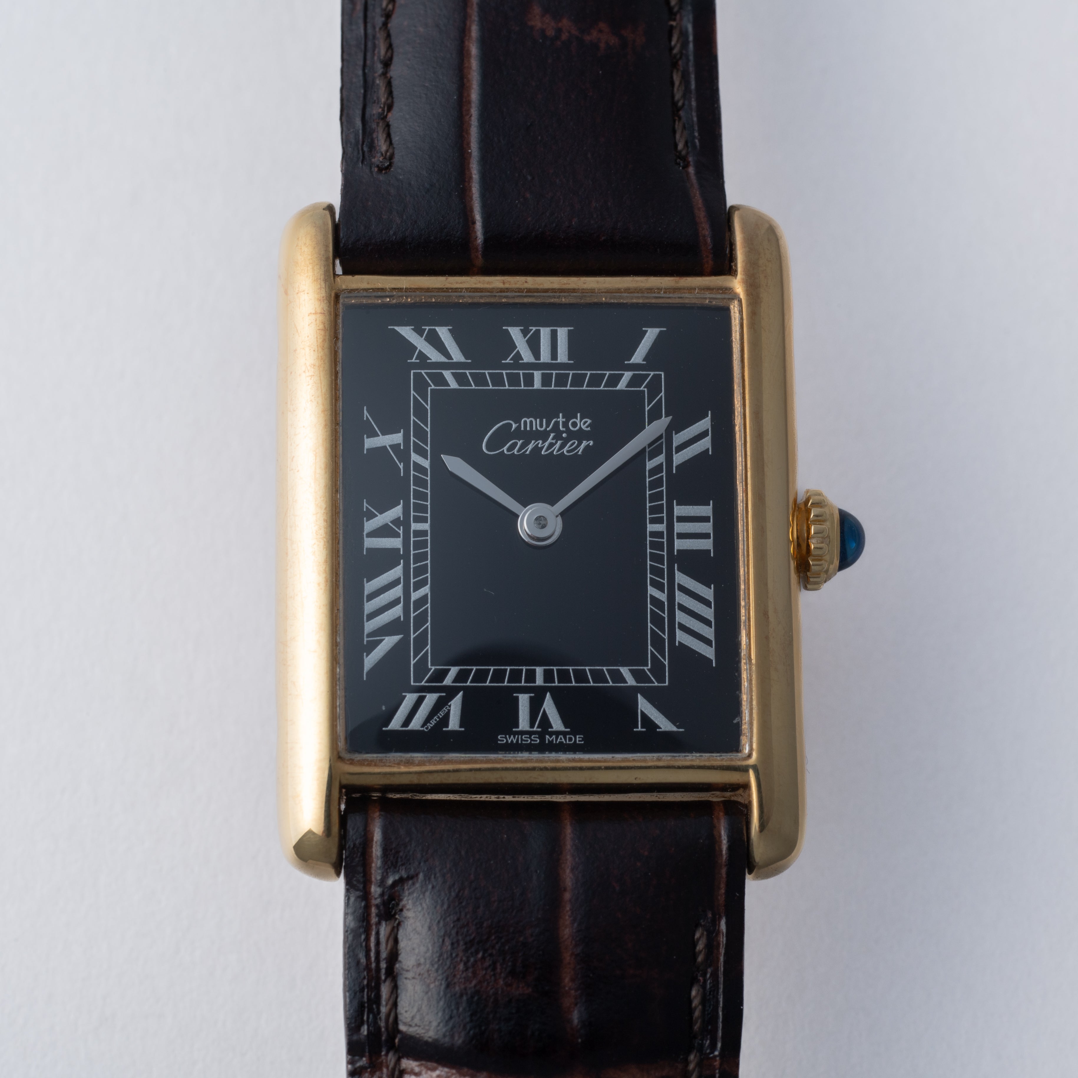 カルティエ マストタンク 1980年代製 LMサイズ ブラックローマンダイヤル
