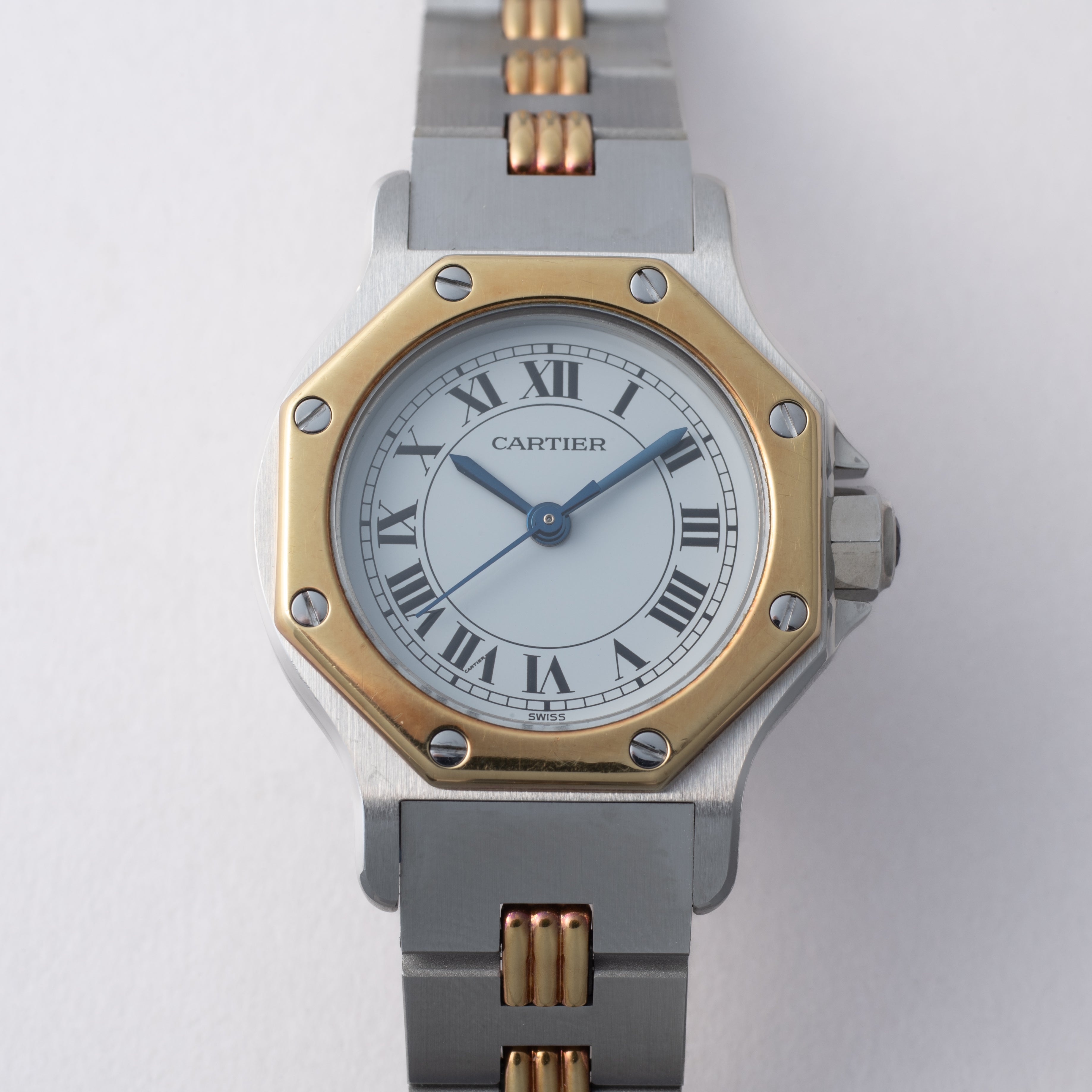 カルティエ サントス オクタゴン SMサイズ コンビ 1980年代 箱、ギャラ付き