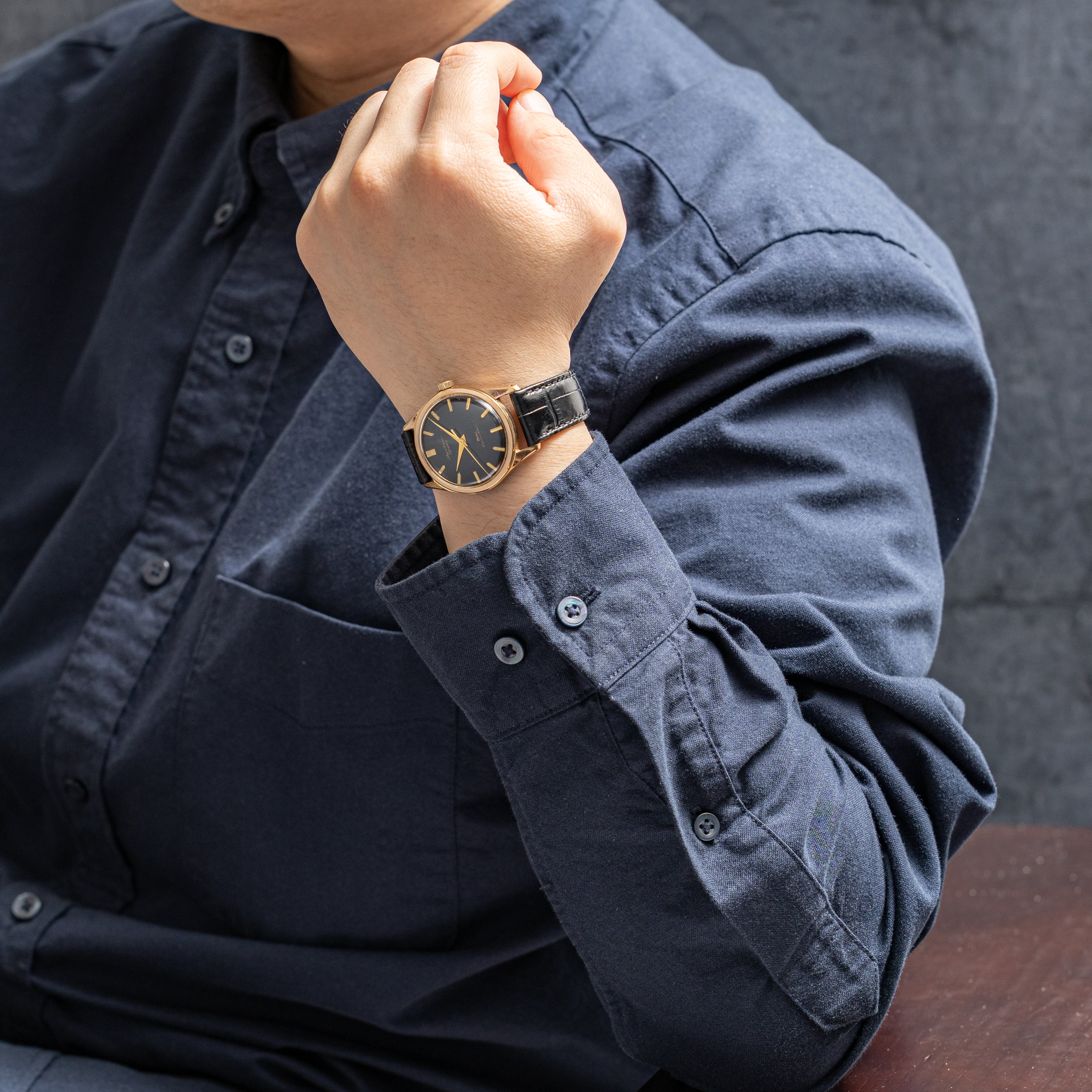 シチズン ホーマー パラウォーター グッピー 1960年代製 金張り ブラックミラーダイヤル スクリューバック