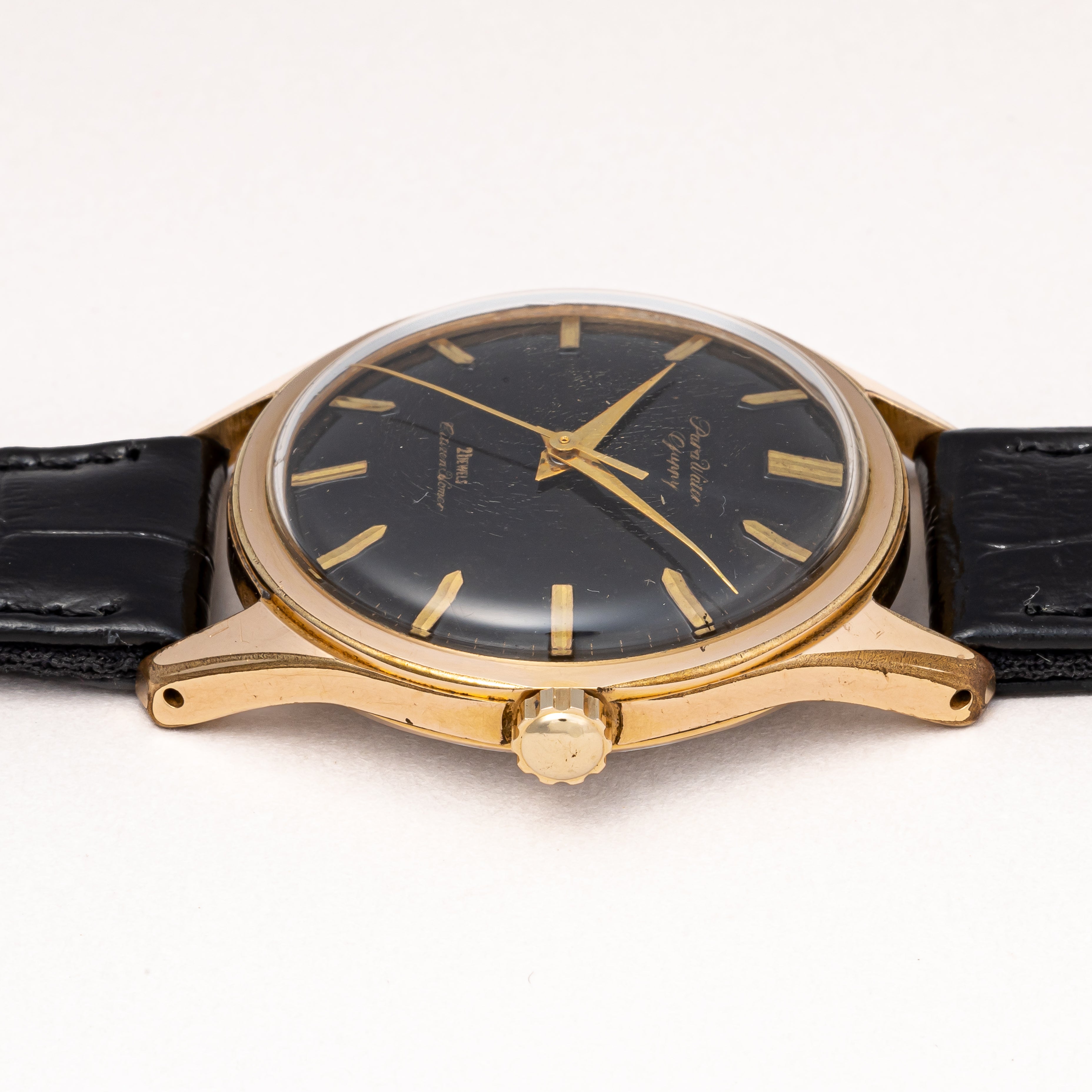 シチズン ホーマー パラウォーター グッピー 1960年代製 金張り ブラックミラーダイヤル スクリューバック