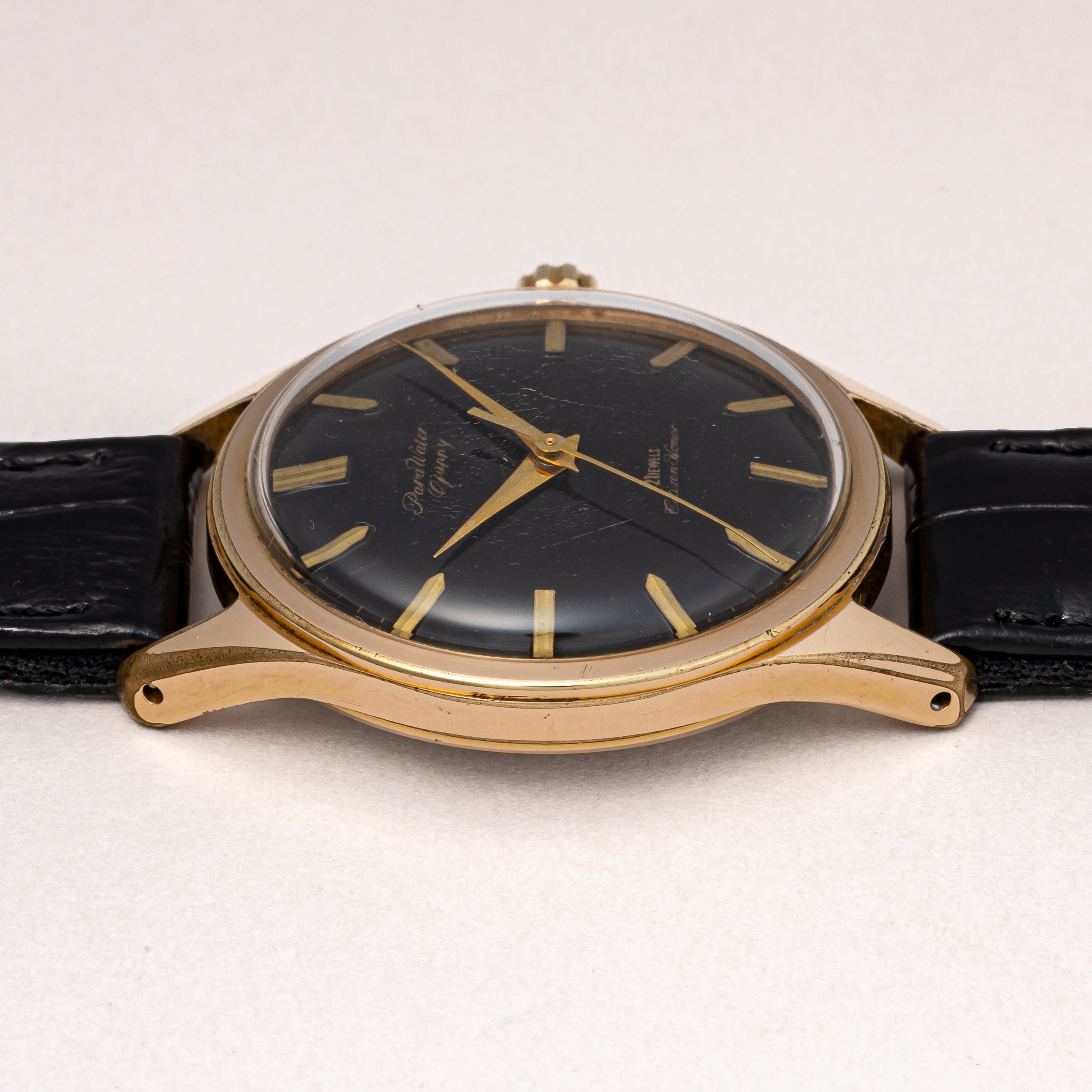 シチズン ホーマー パラウォーター グッピー 1960年代製 金張り ブラックミラーダイヤル スクリューバック