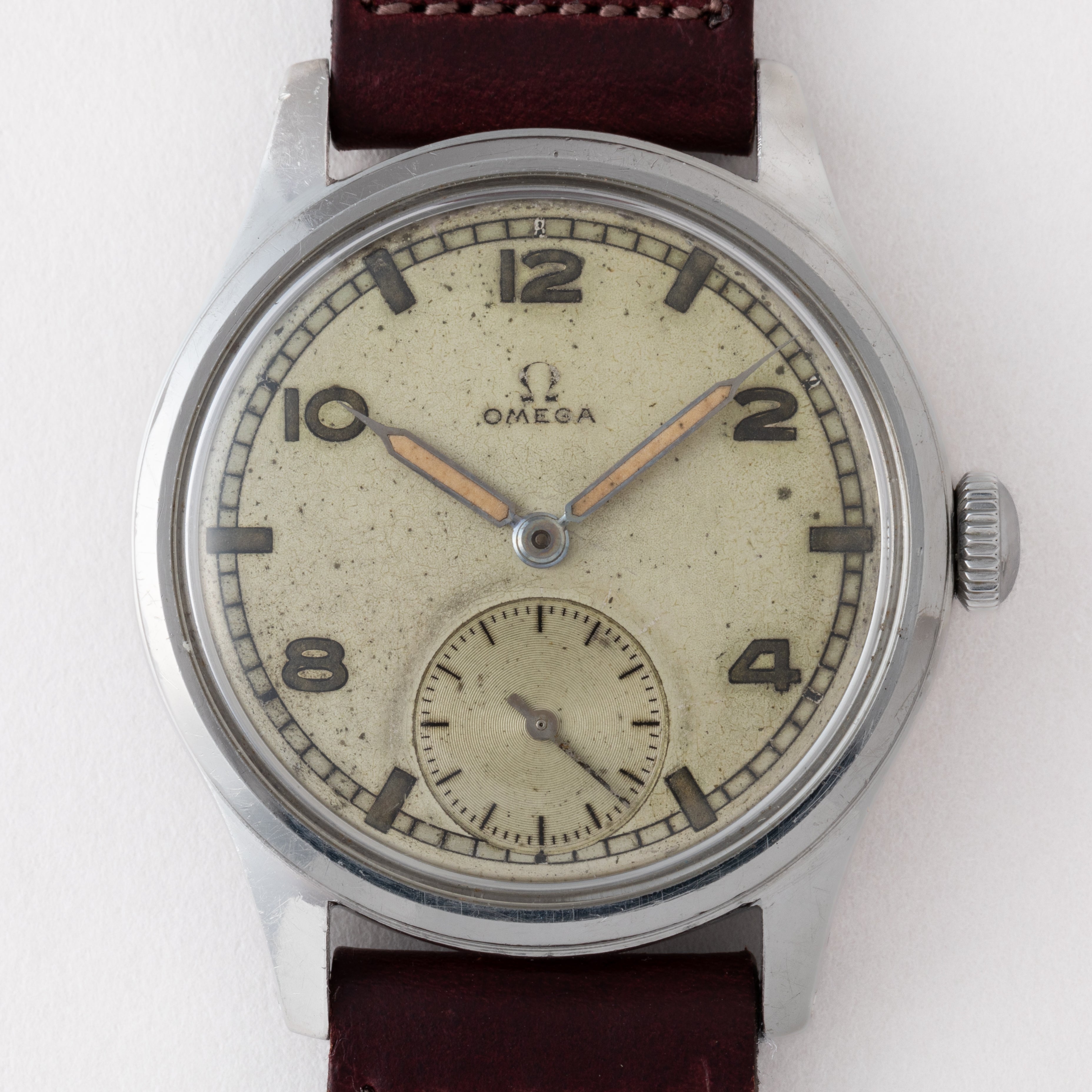 オメガ 30mmキャリバー 1944~1946年製 手巻き スモールセコンド Cal.30T2 飛びアラビアダイヤル スクリューバック