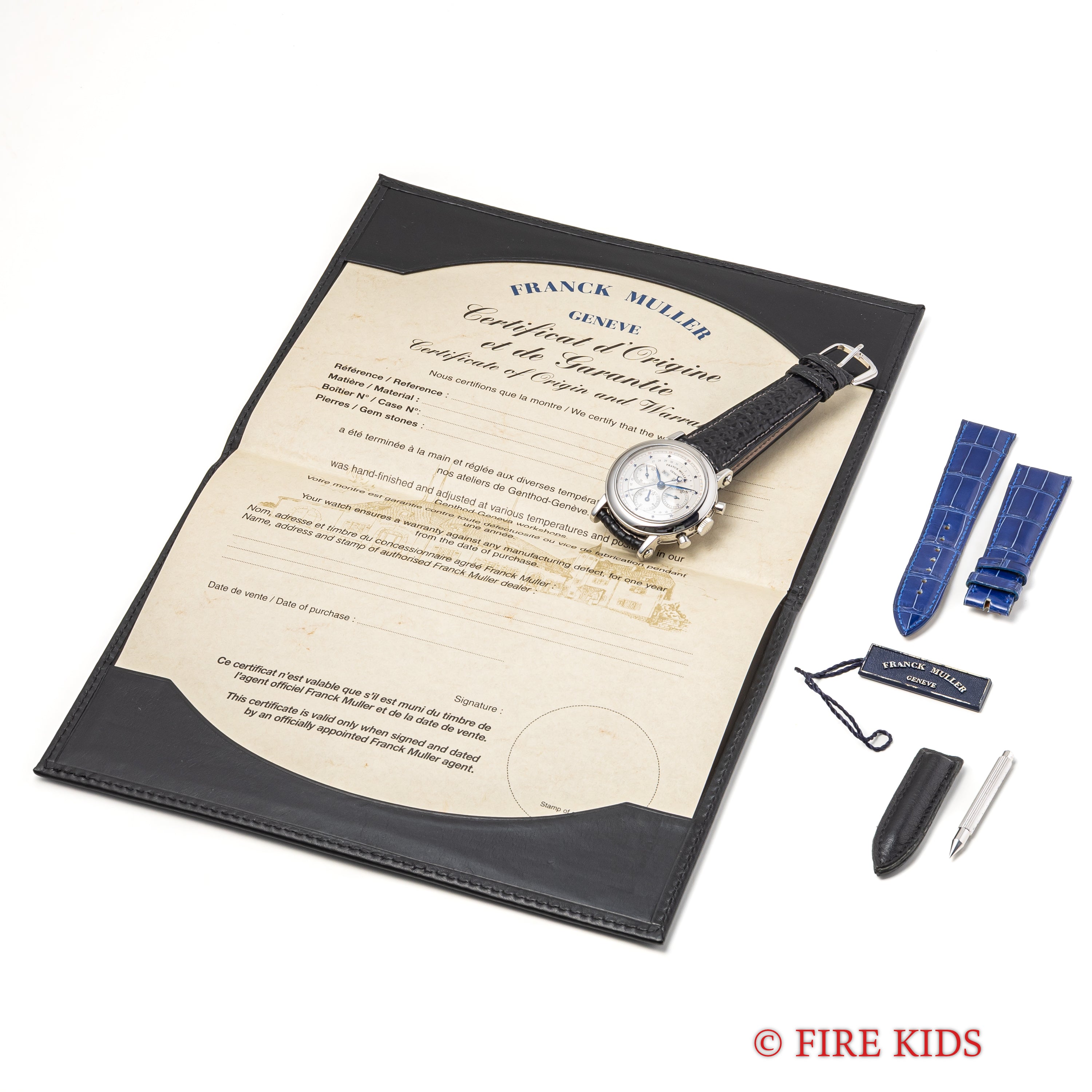 フランクミュラー スターダイヤル トリプルカレンダークロノグラフ Ref.7000CC 手巻き 1990年代製 箱、ギャラ、オリジナル革ベルト、純正尾錠付き