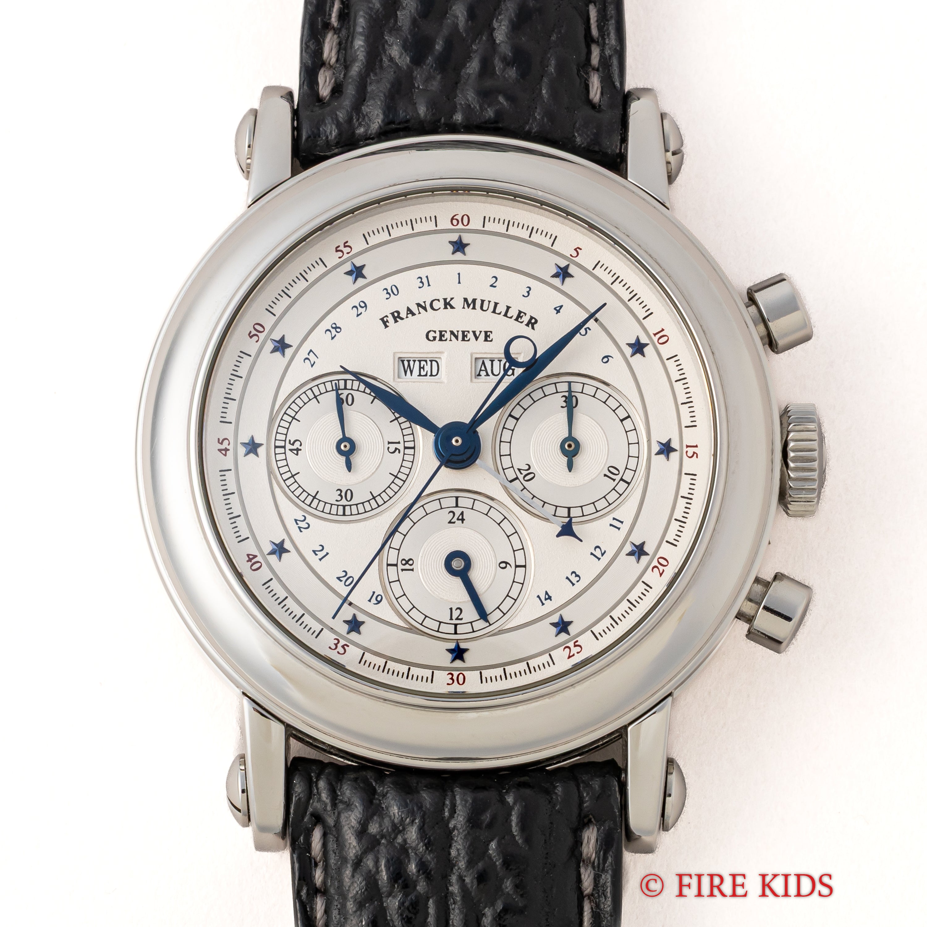 フランクミュラー スターダイヤル トリプルカレンダークロノグラフ Ref.7000CC 手巻き 1990年代製 箱、ギャラ、オリジナル革ベルト、純正尾錠付き